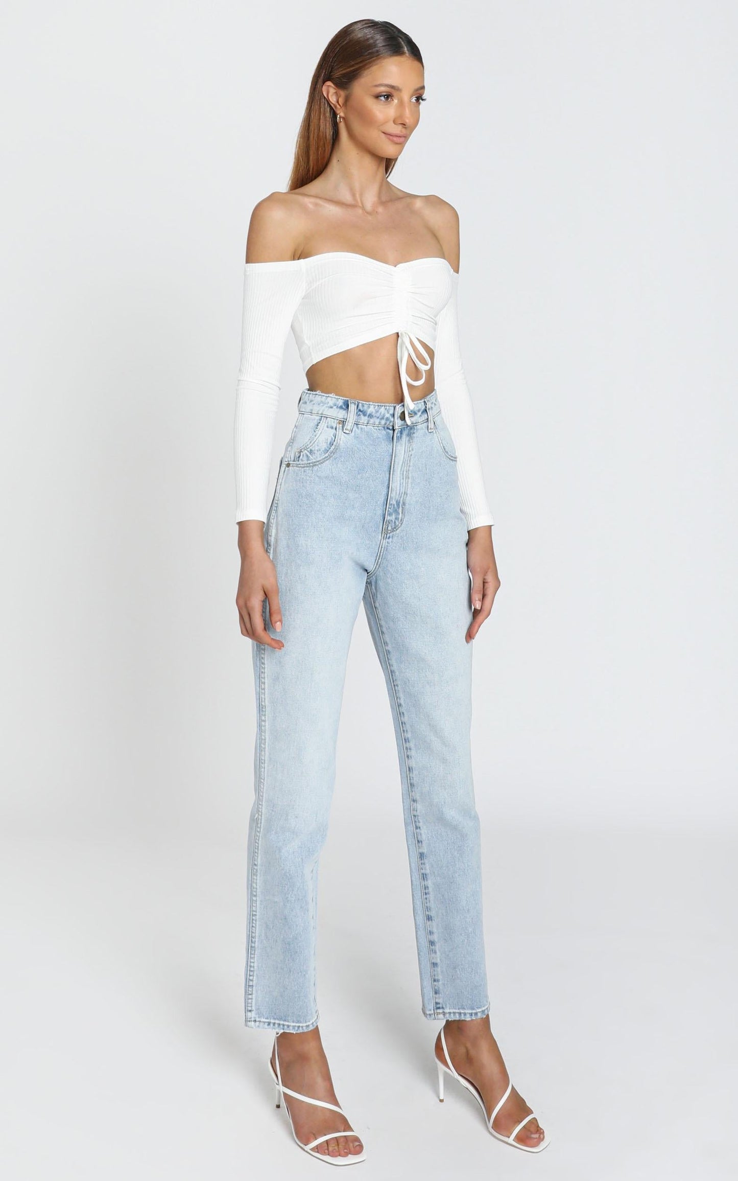 Karlo Ruched Front Top in White