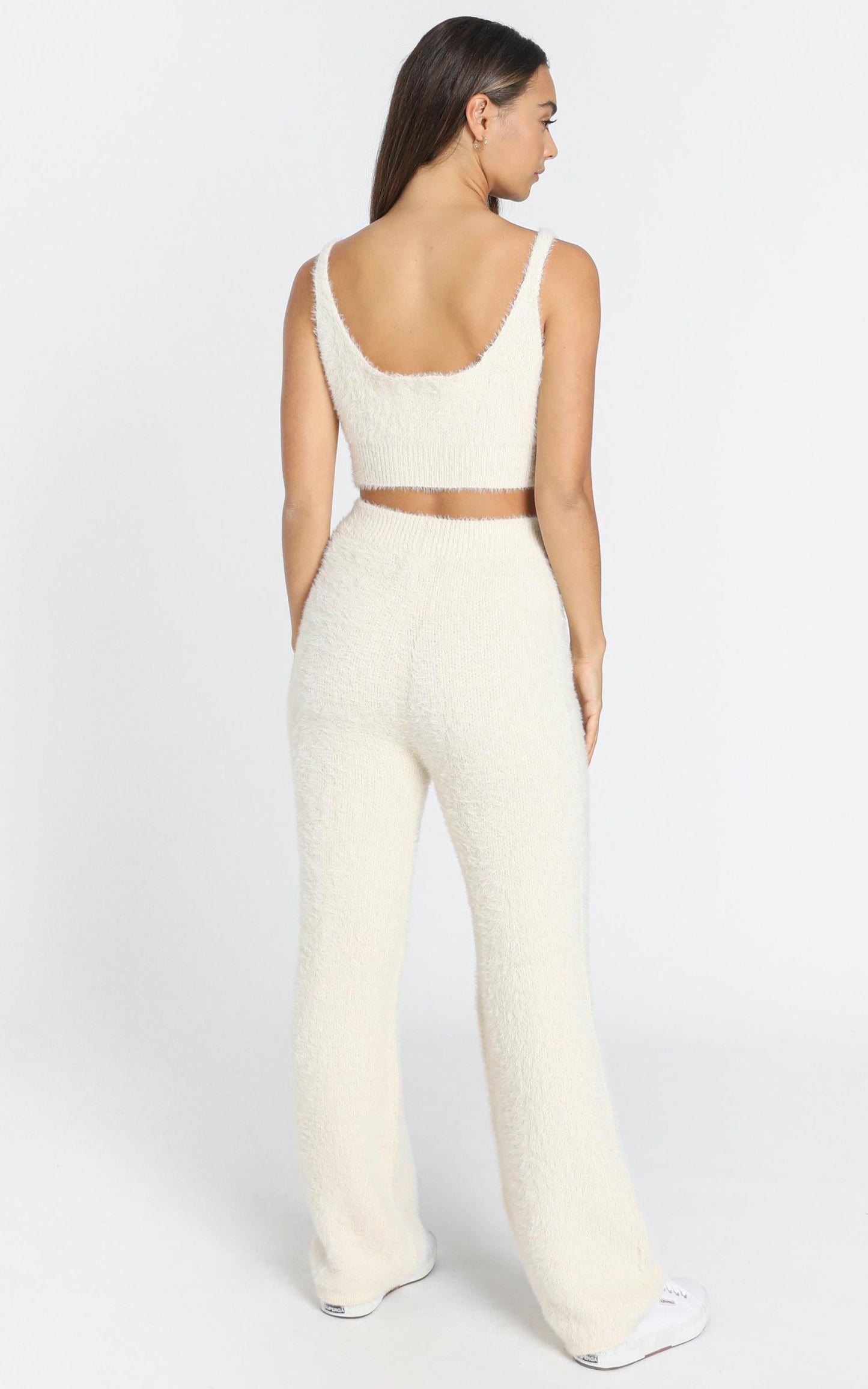 Athena Fluffy Knit Two Piece Set in Ivory