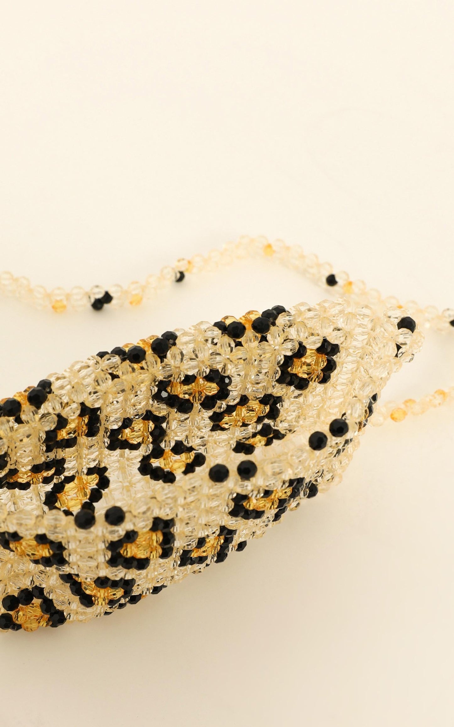 Please Wait Beaded Bag In Cream Spot