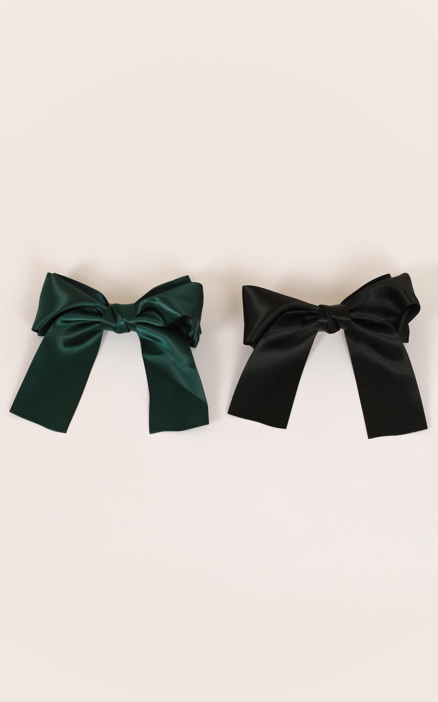Hold Me Back Hair Bow 2 Pack In Emerald And Black Satin