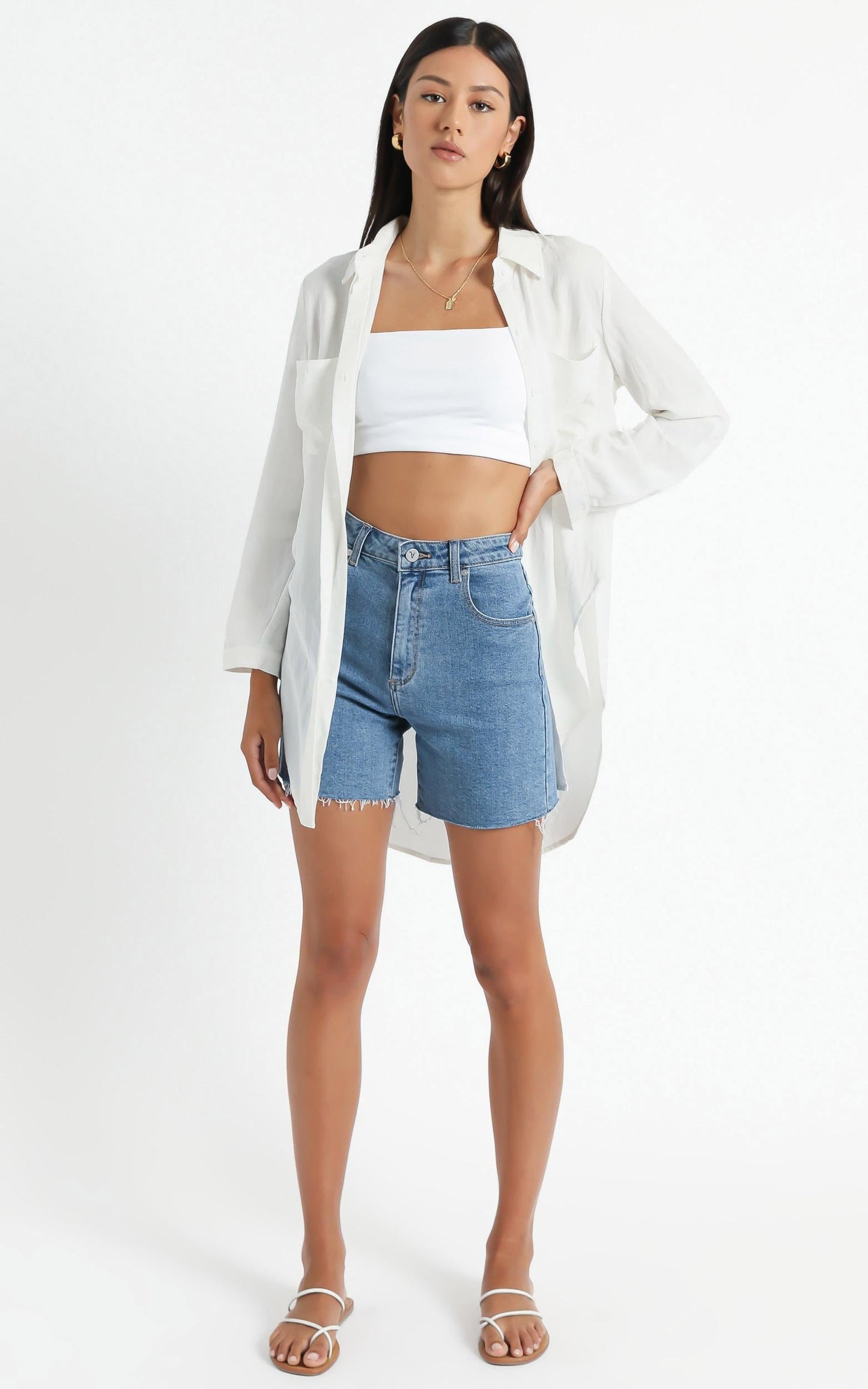 Trish Button Up Shirt in White