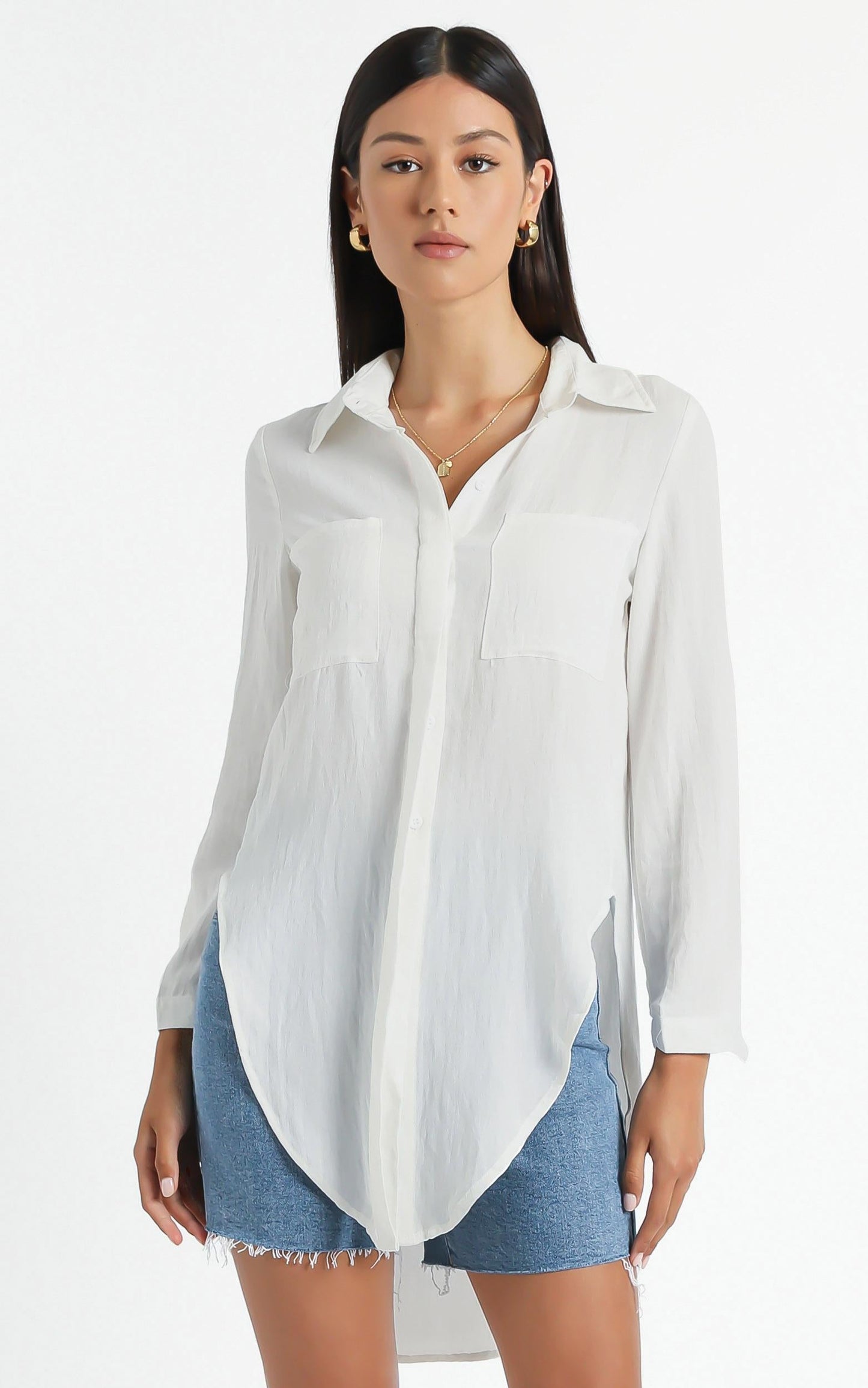 Trish Button Up Shirt in White