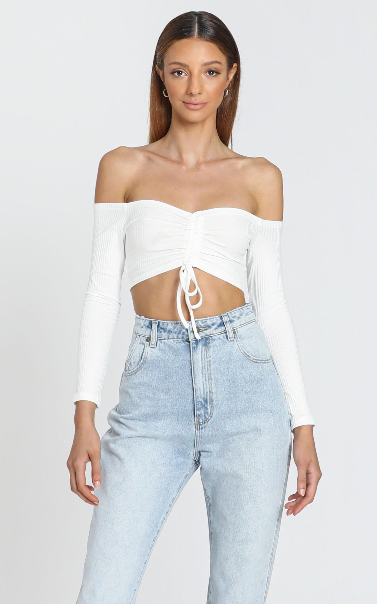 Karlo Ruched Front Top in White