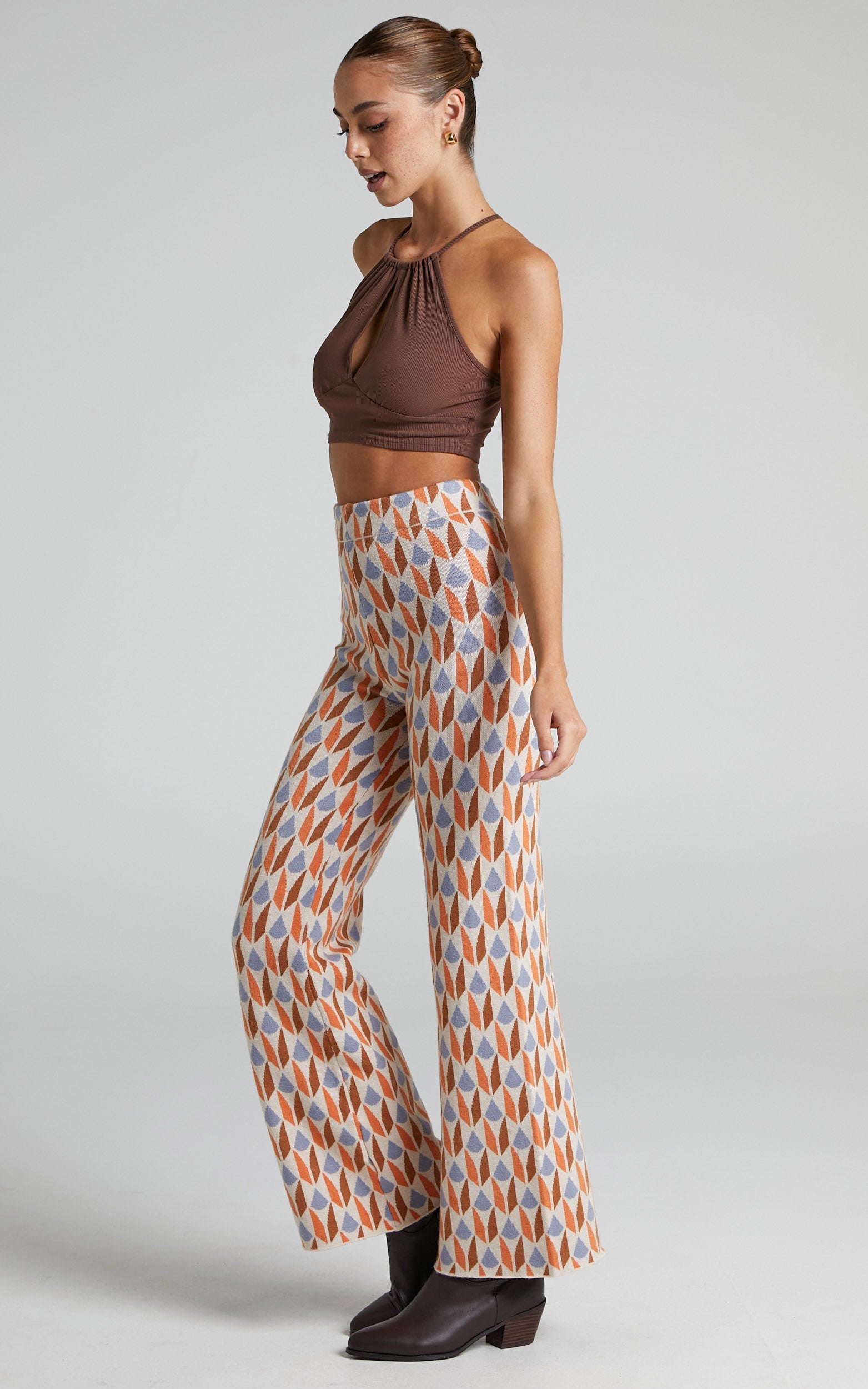 Mystical High Waisted Printed Pants in Red/White