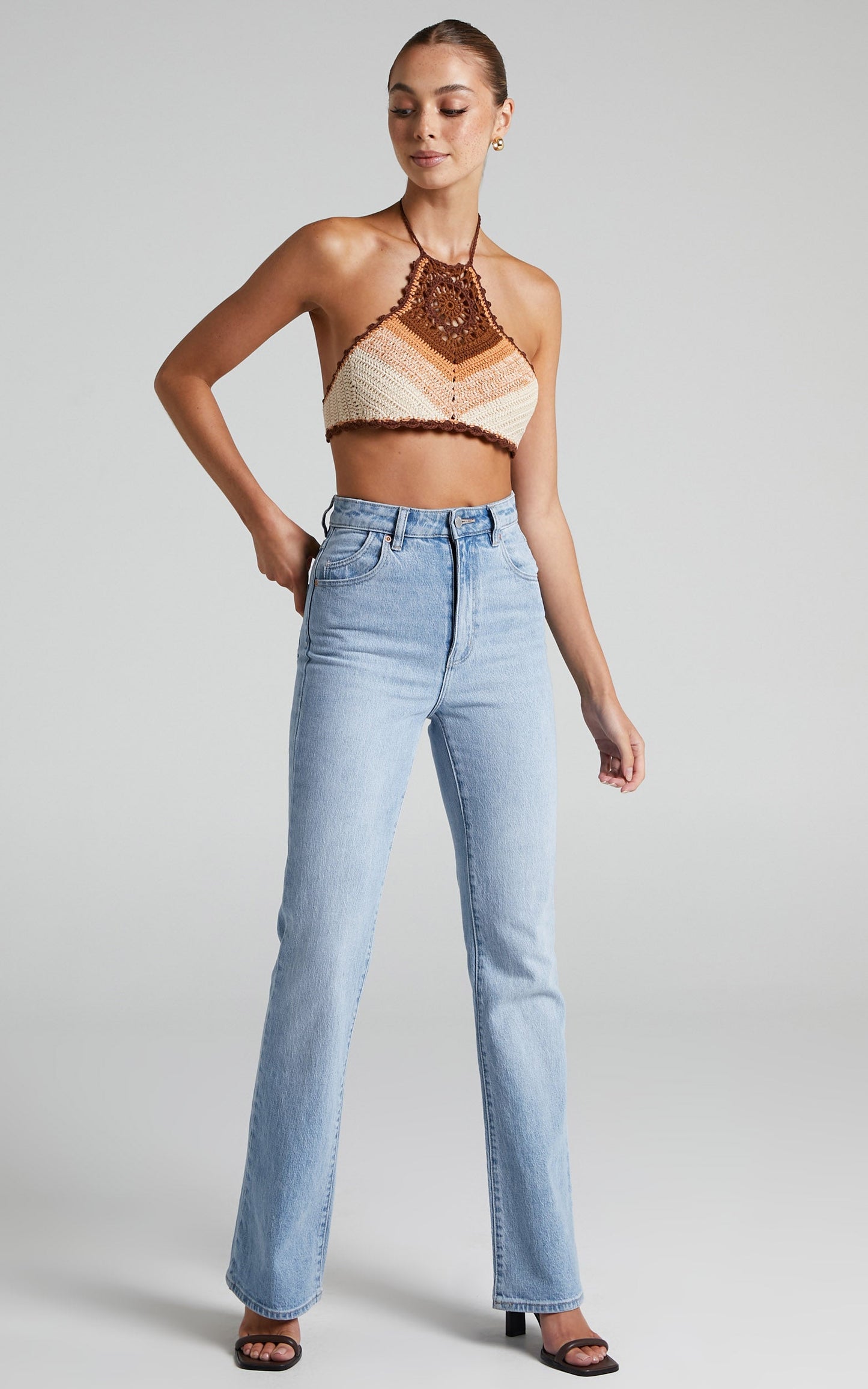 Veera Top - Crochet Halter Crop Top in Off White