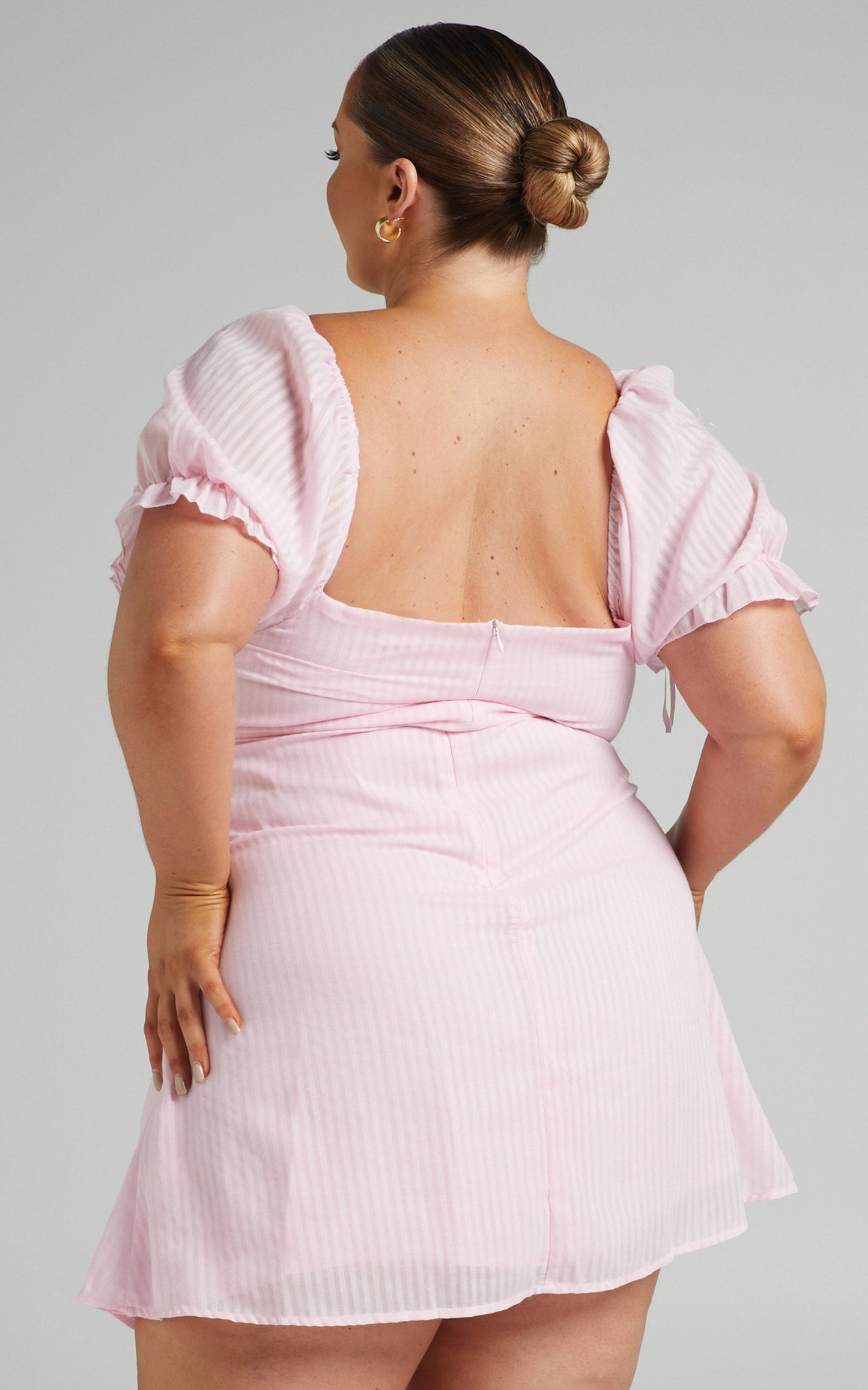 Soft Mention Mini Dress - Puff Sleeve Dress in Pastel Pink