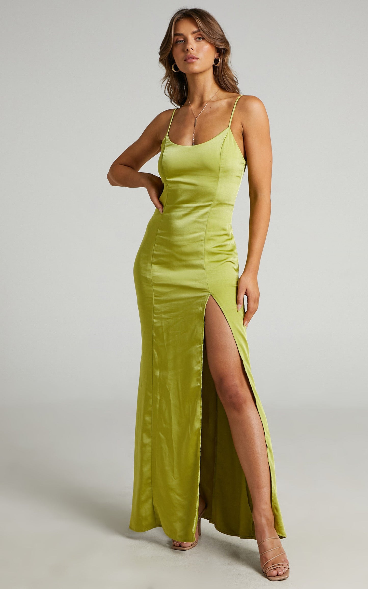 Aulani Thigh Split Maxi Dress in Green