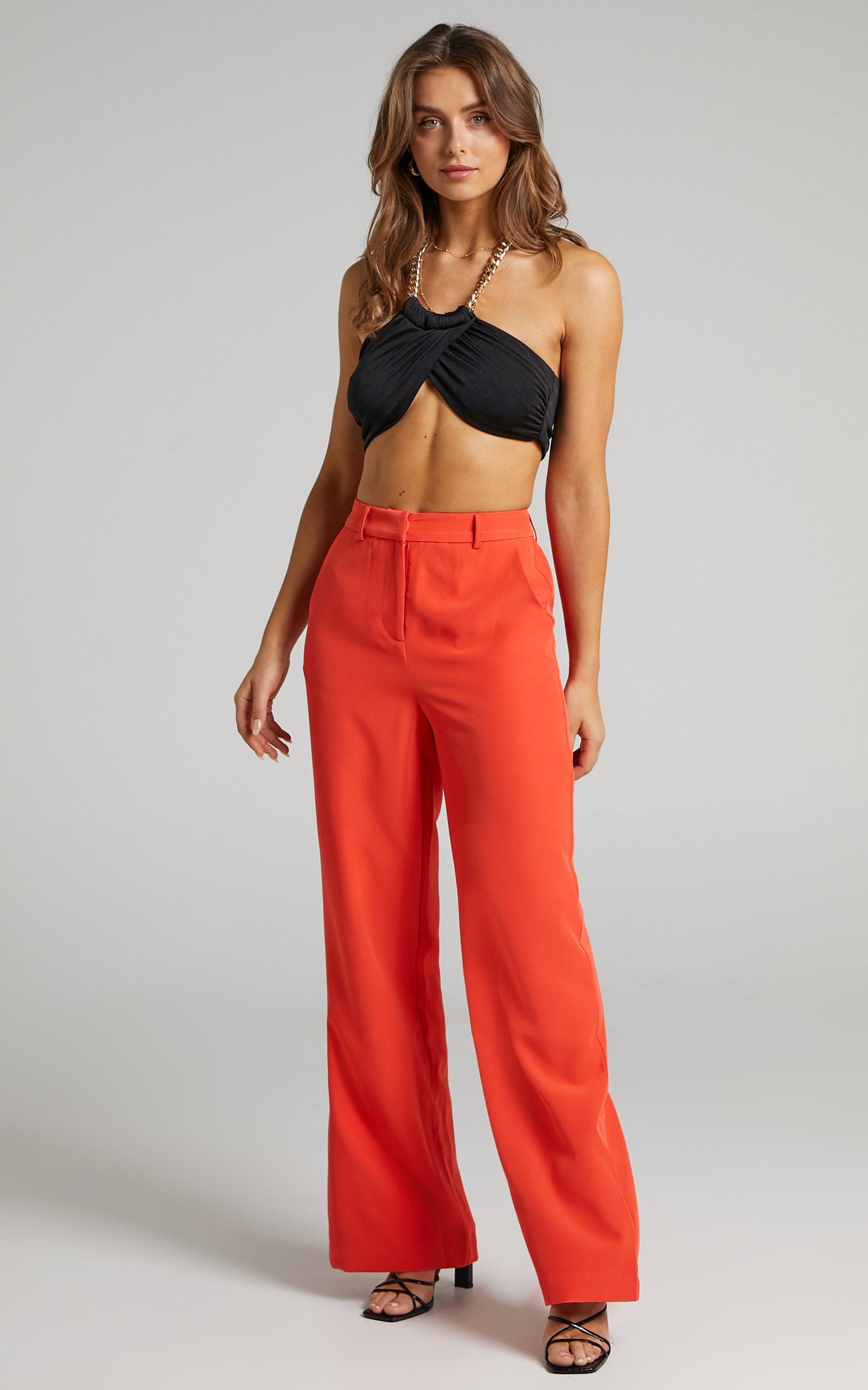 Issy Tailored Wide Leg Pants in Orange