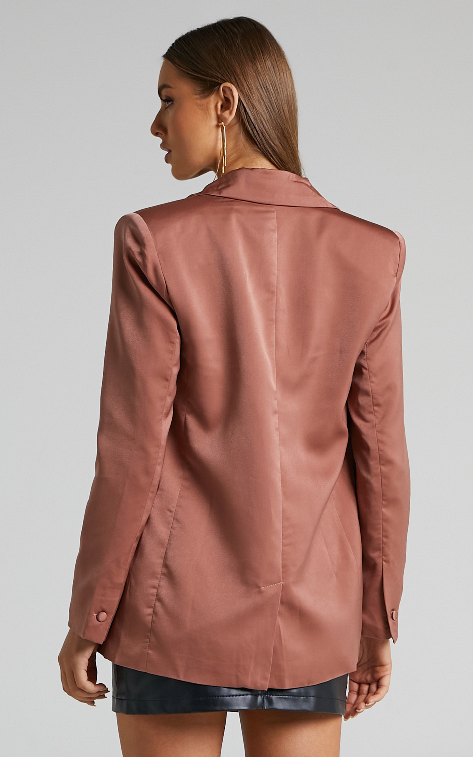 Jetherdan Relaxed Satin Blazer in Rust