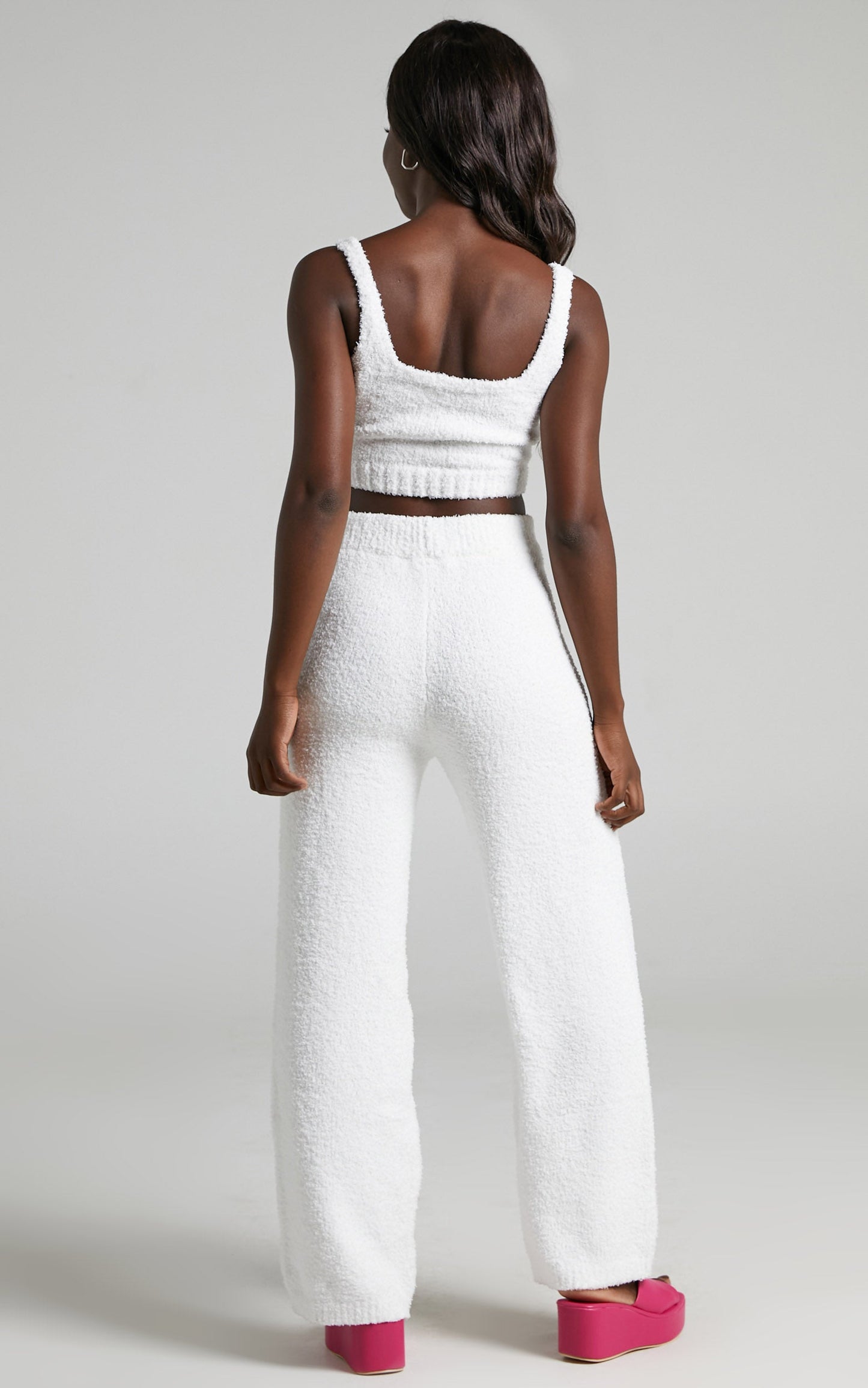 Kacee Soft Knit Crop Top and Pant Two Piece Set in Cream