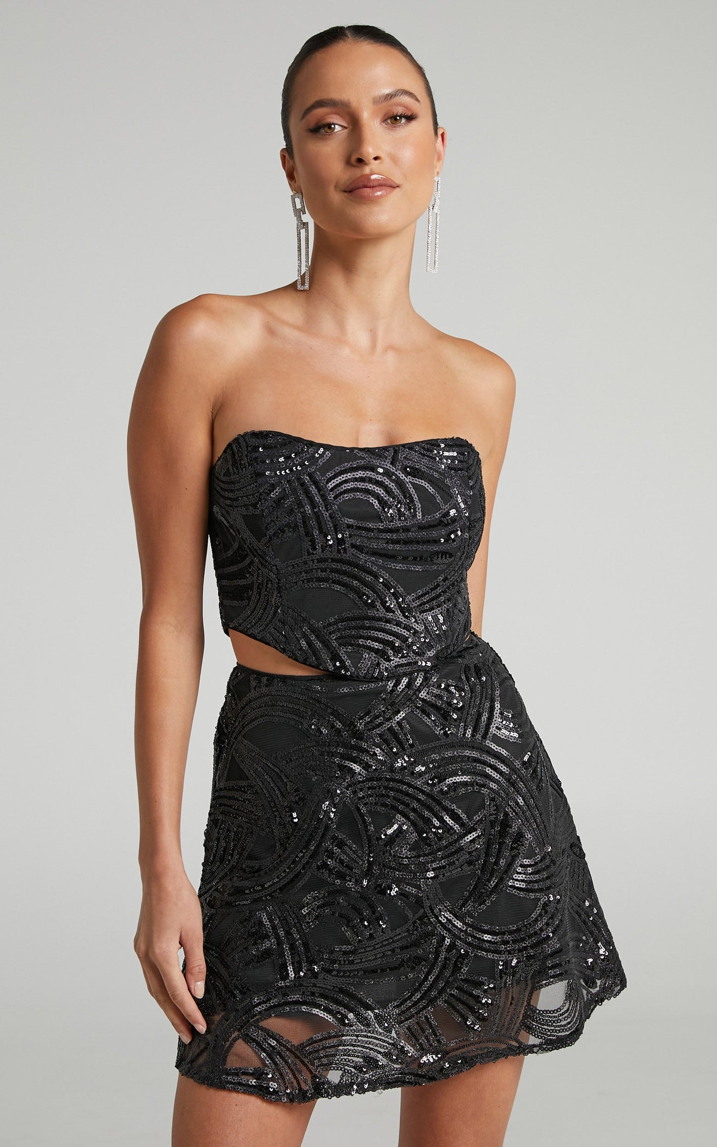 Kenny Top - Cropped Sequin Corset Top in Black