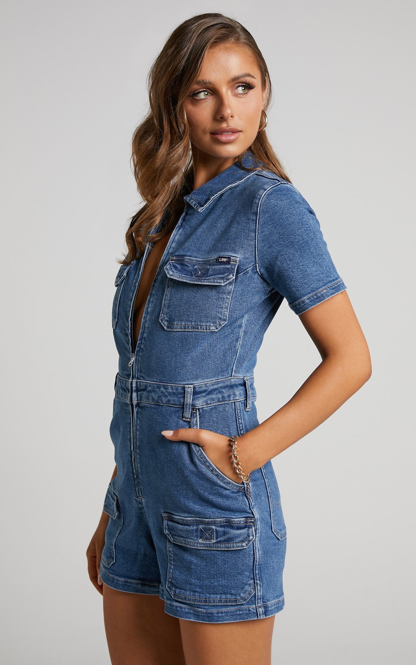 Lee - Jasey Recycled Cotton Romper in Blue Revolution