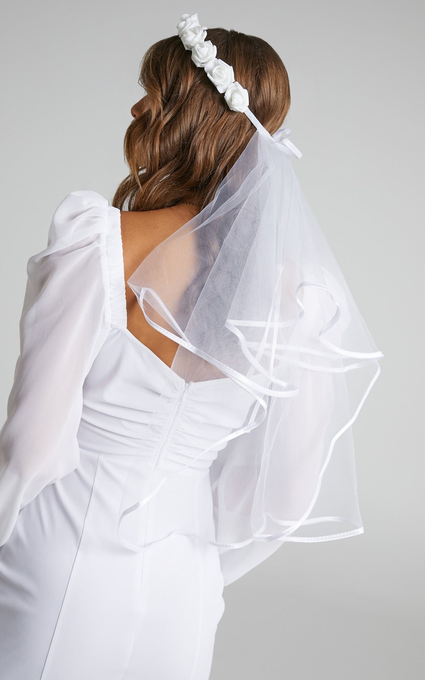 Lilee Flower Crown Veil in White