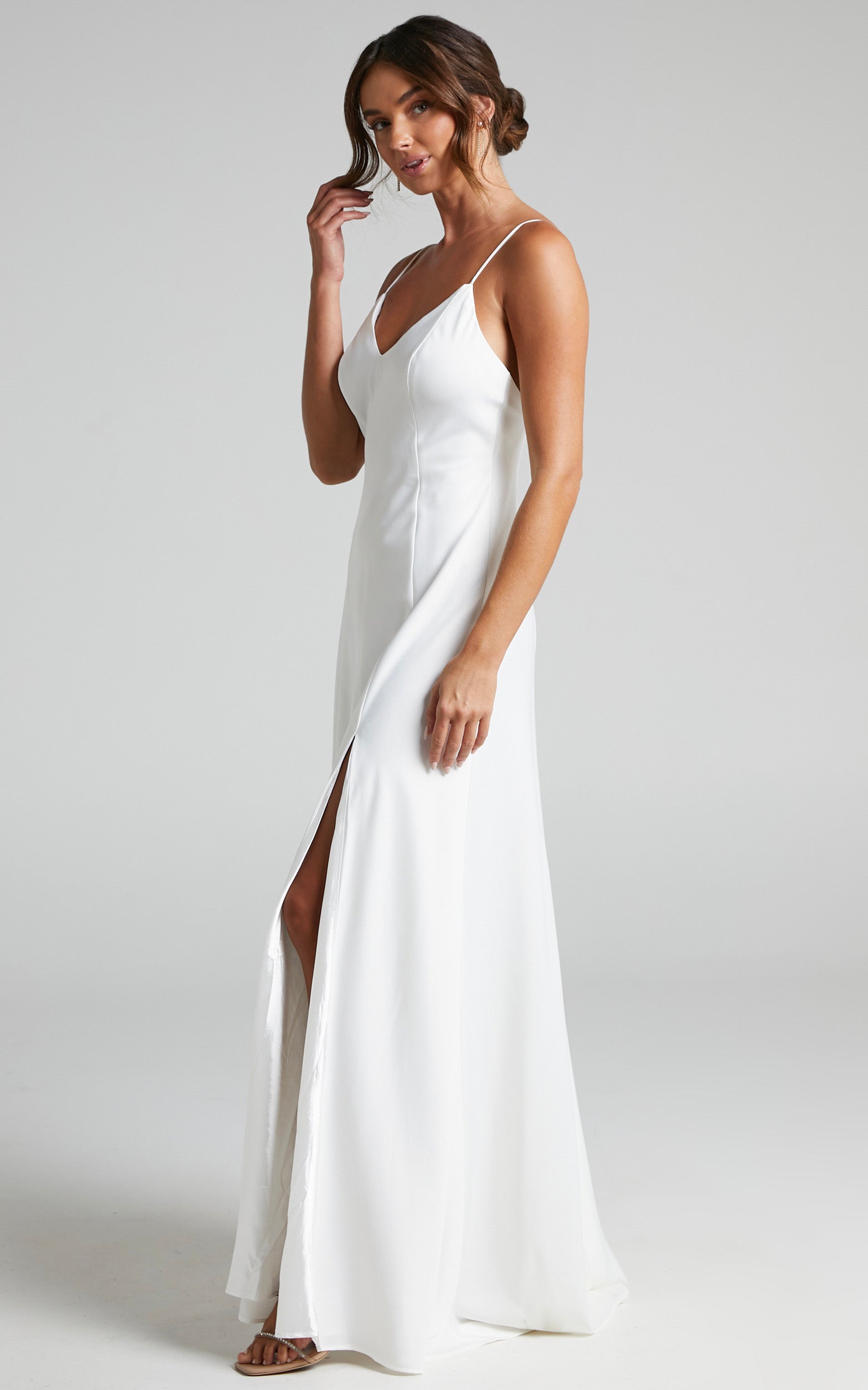 Love Struck Gown - Open Back Slip Gown in Ivory Satin