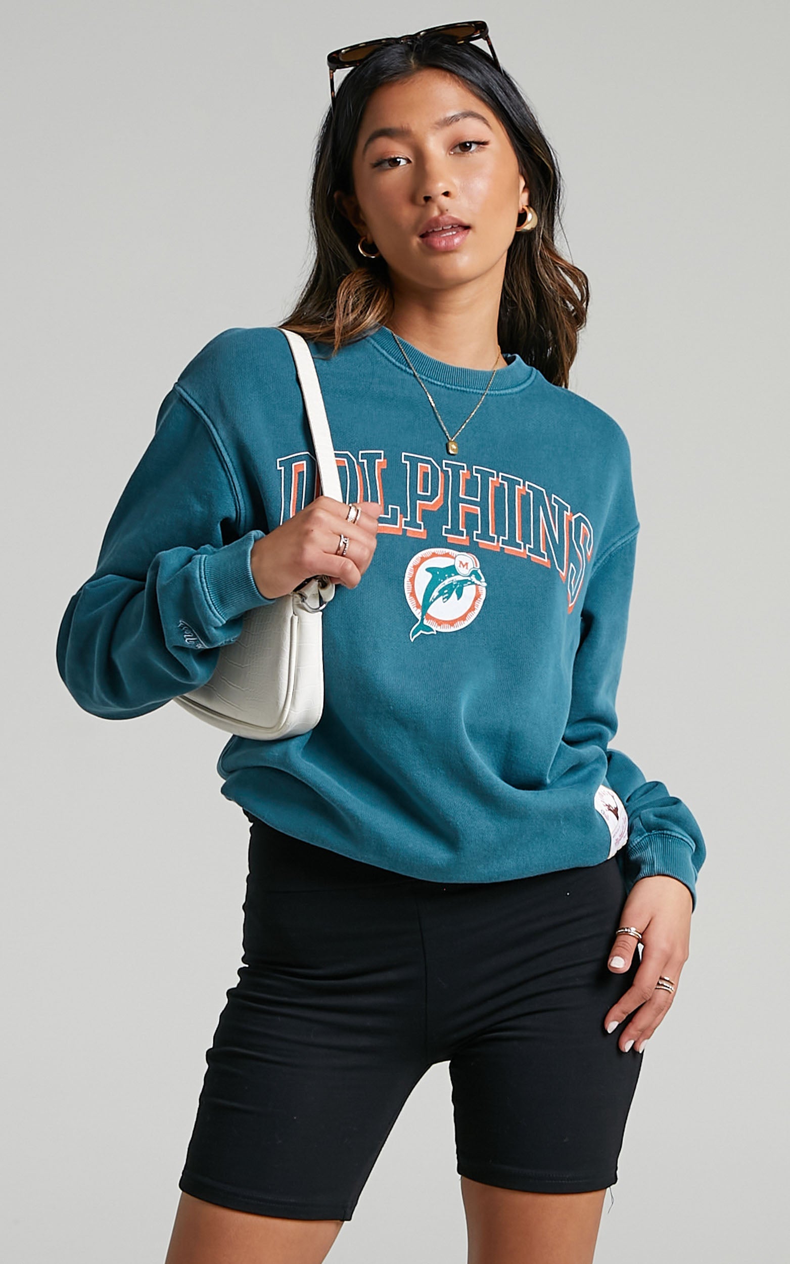 Mitchell & Ness - Vintage Keyline Miami Dolphins Jumper in Dolphins Teal