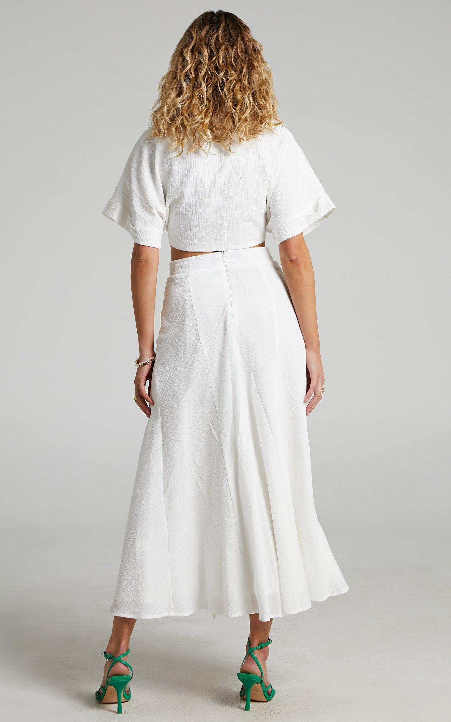 Melodie Two Piece Set - Tie Front Two Piece Set in Off White