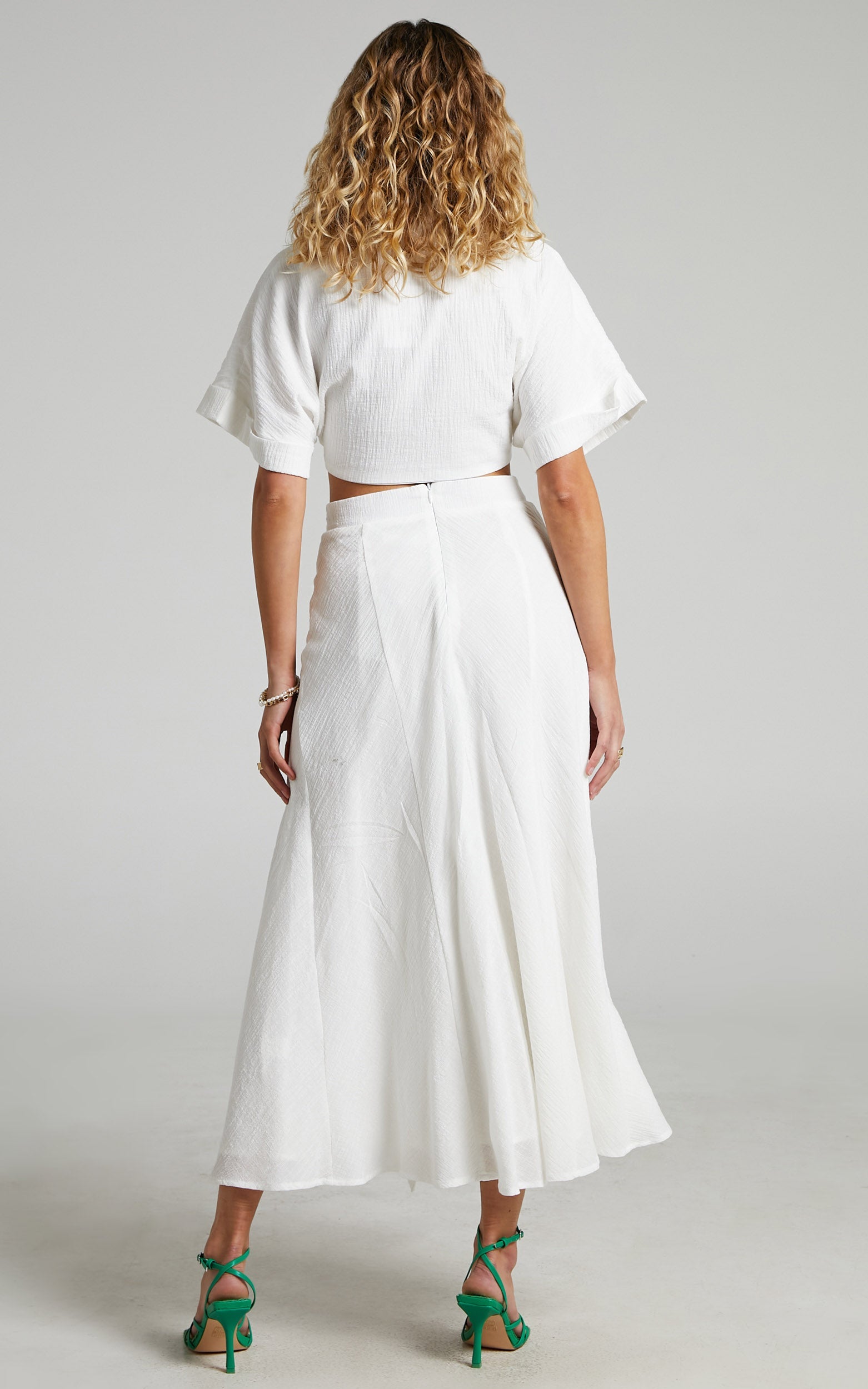 Melodie Two Piece Set - Tie Front Two Piece Set in Off White