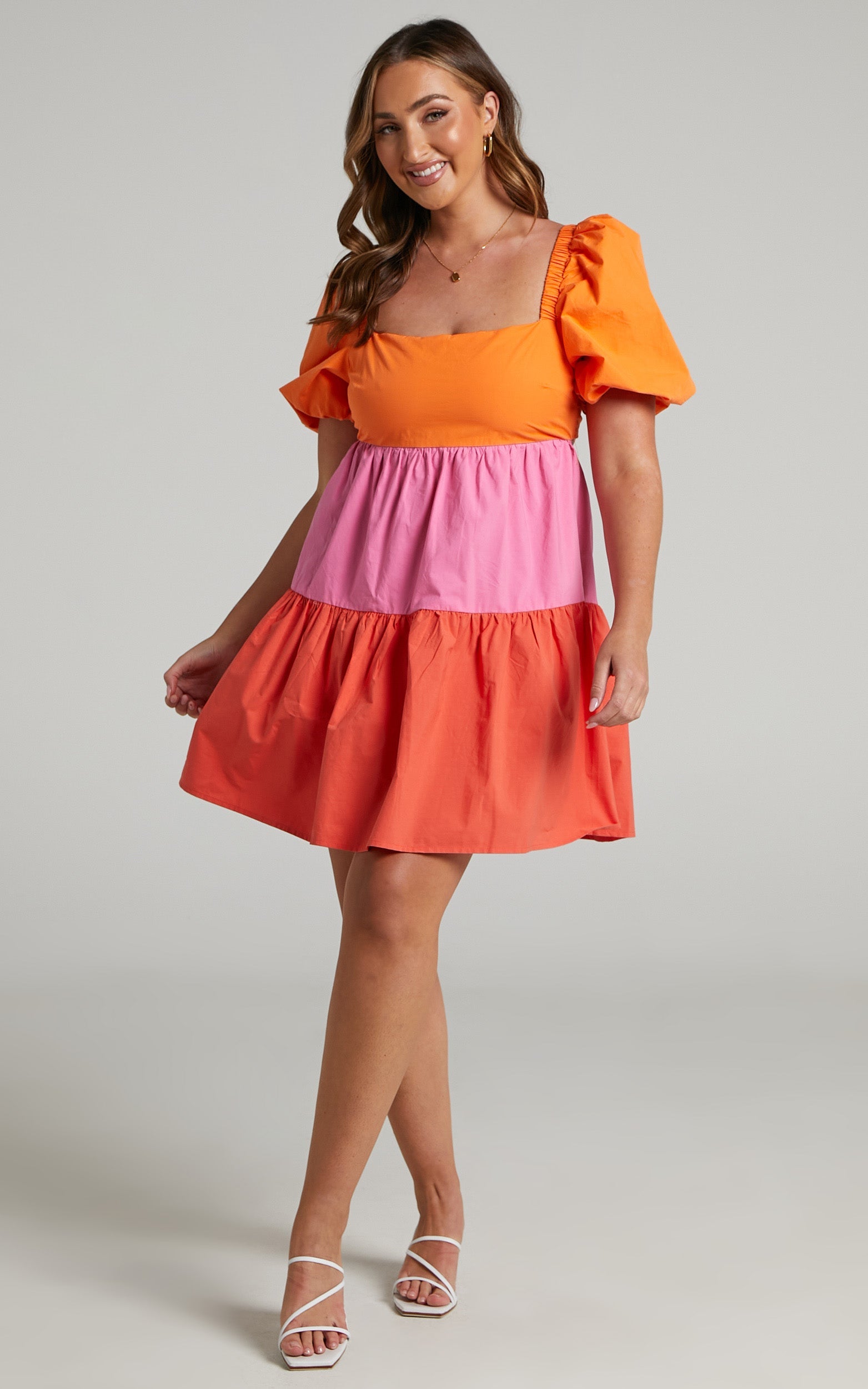 Misbelle Colour Block Tiered Mini Dress in Multi