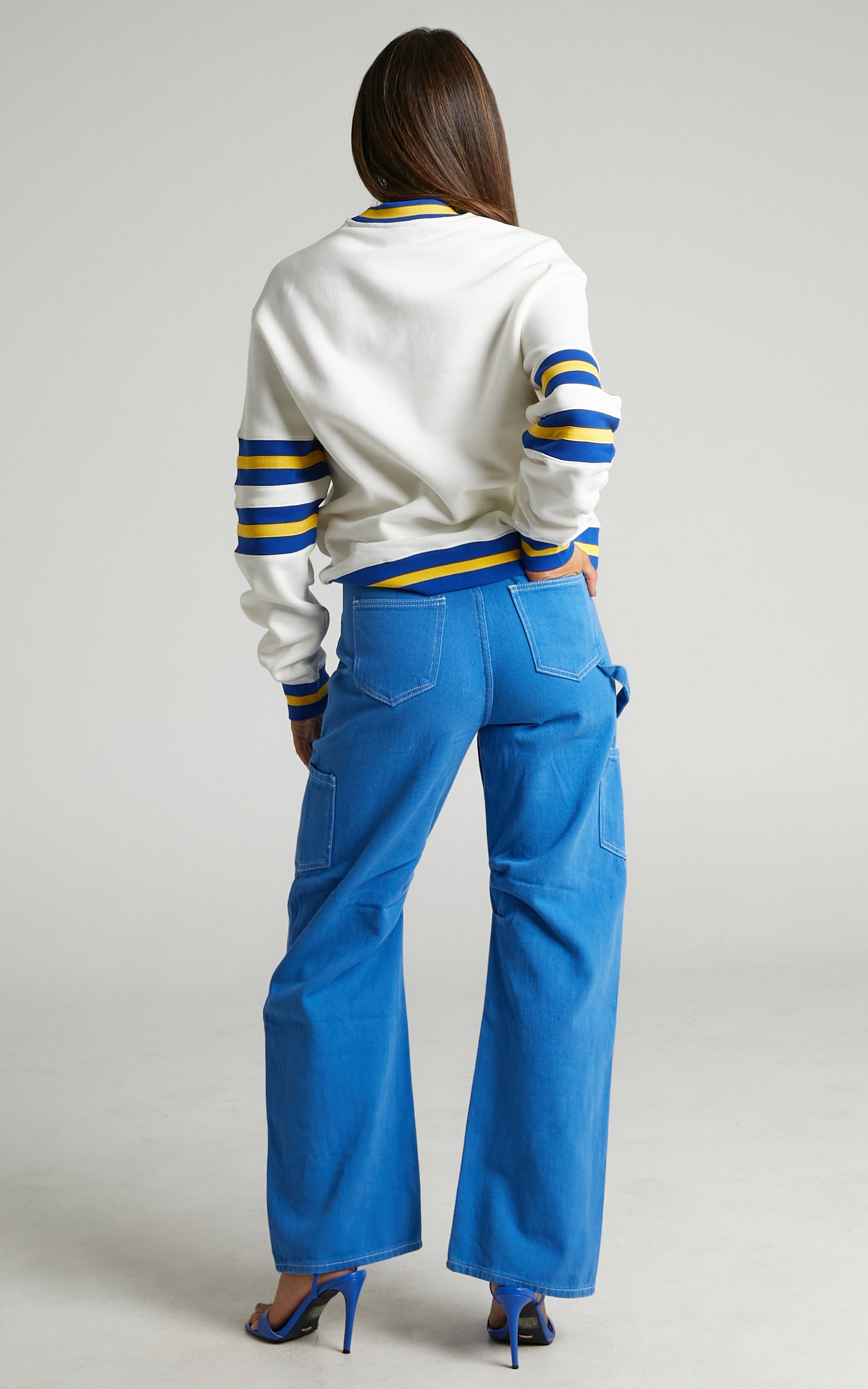 NCAA - LETTER MARK PANELLED CREW - University of Michigan in Vintage White