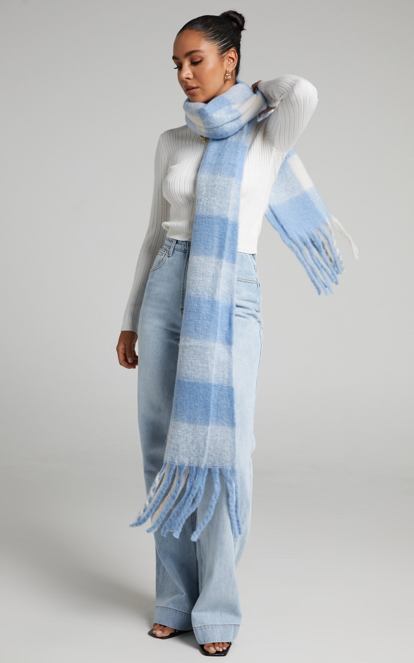 Nalani Scarf in Blue/White
