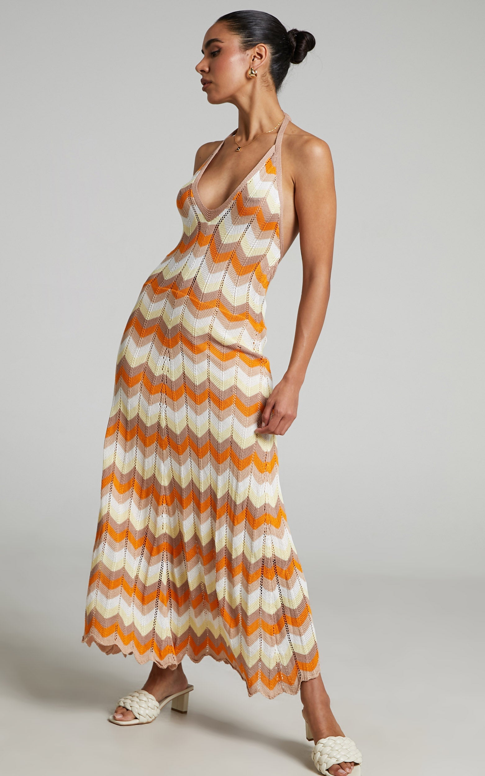 Natchel Crochet Maxi Dress in White Print