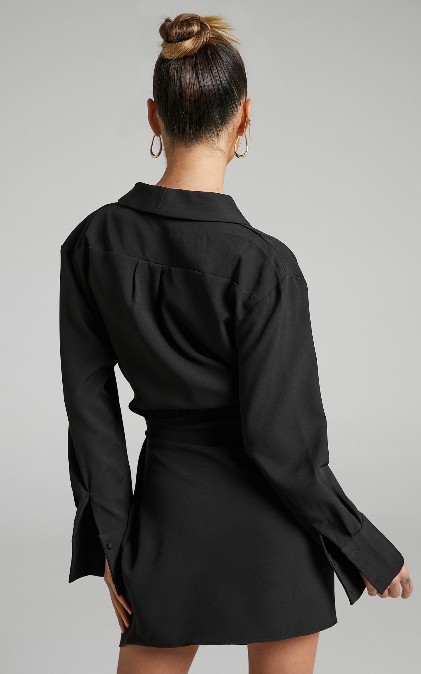 Pamela Mini Dress - Tie Wrap Blazer Dress in Black