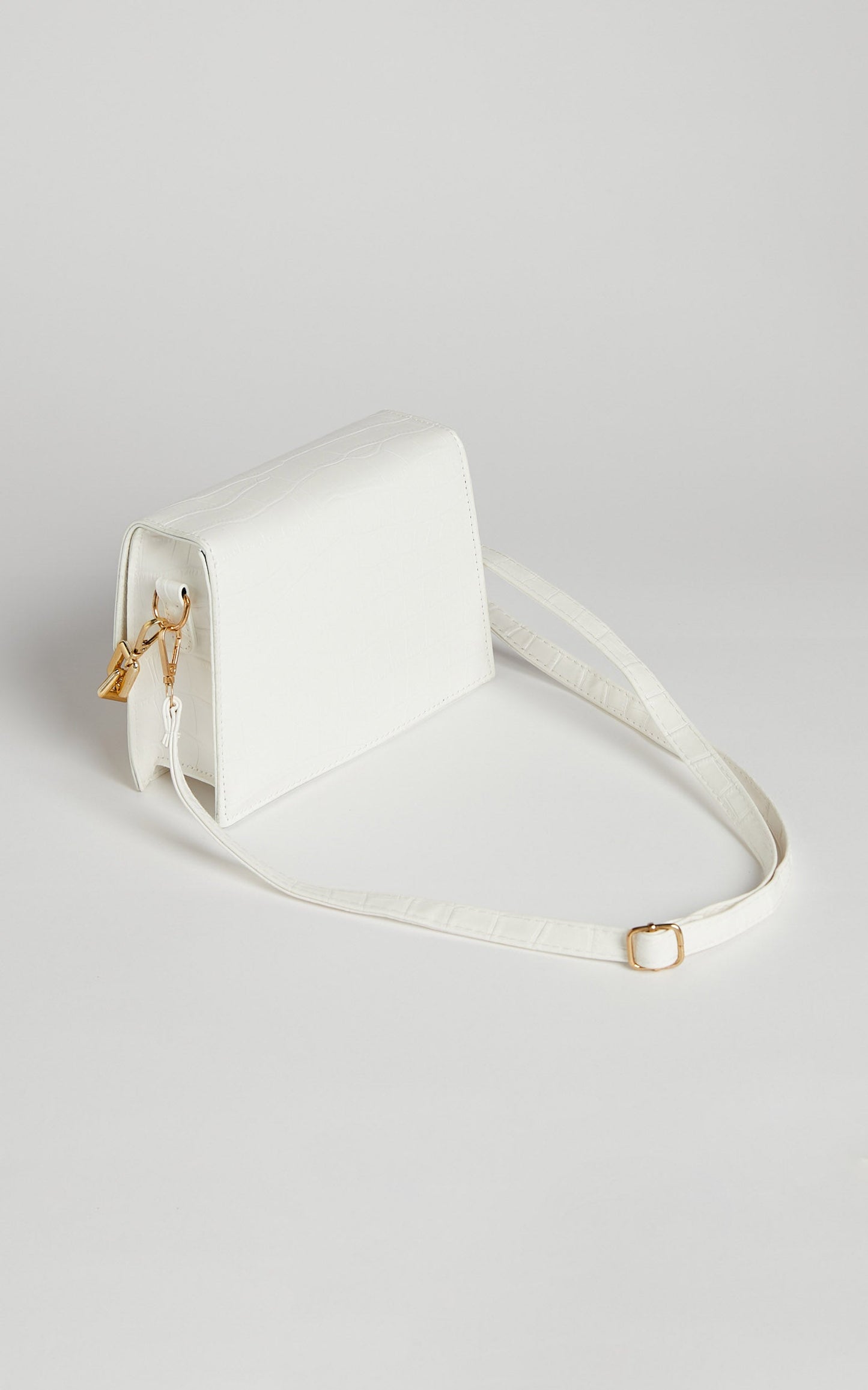 Penny Bag - Chain Detail Crossbody Bag in White Croc