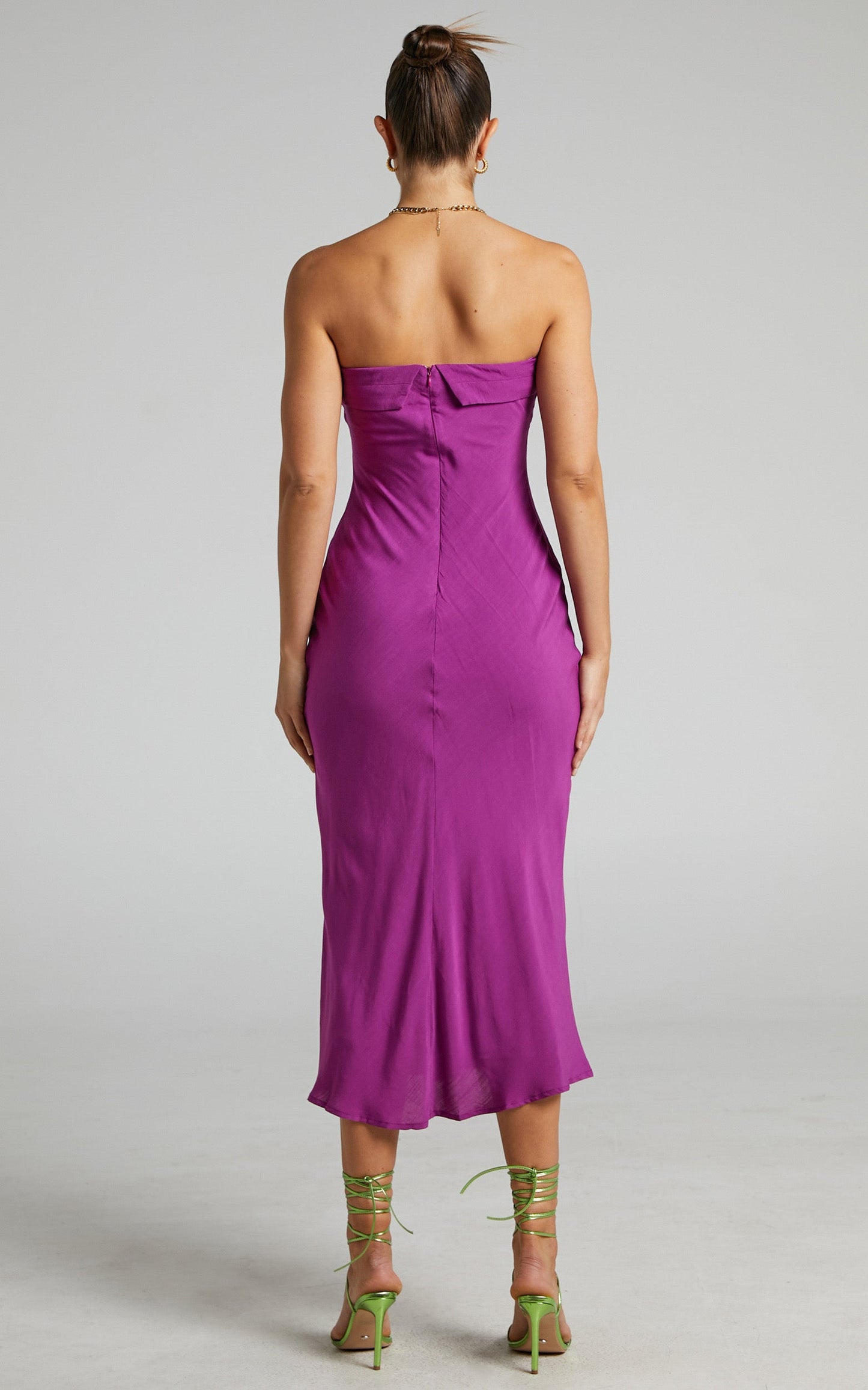 Runaway The Label - Leila Rayon Strapless Midi Dress in Orchid
