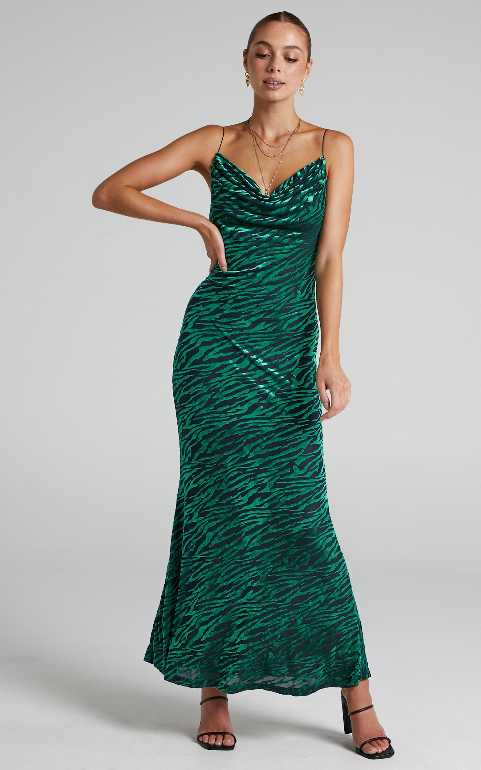 Runaway The Label - Lionell Dress in Emerald Zebra