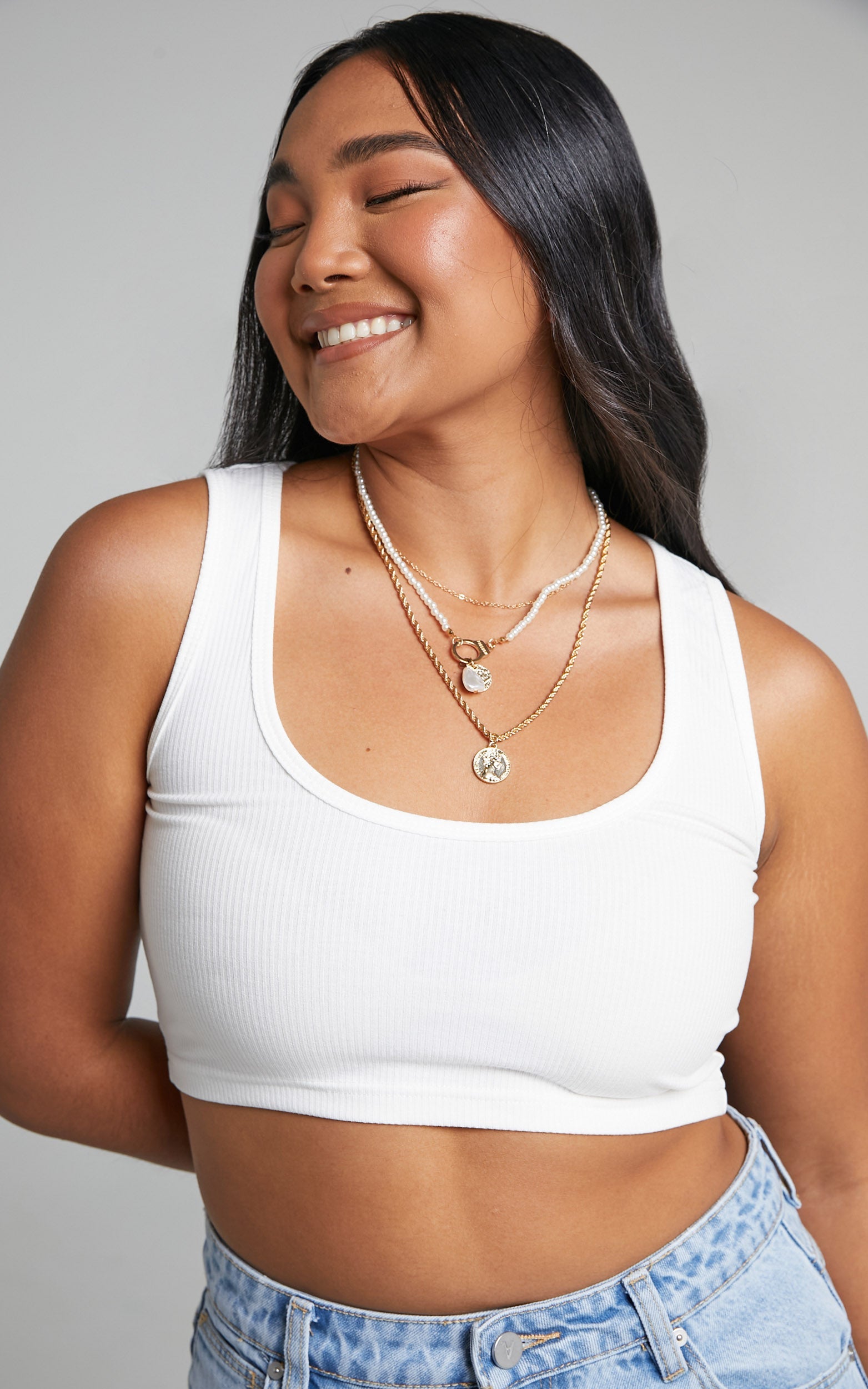 Scarleth Layered Pearl Chain Necklace - Set of 3 in Gold