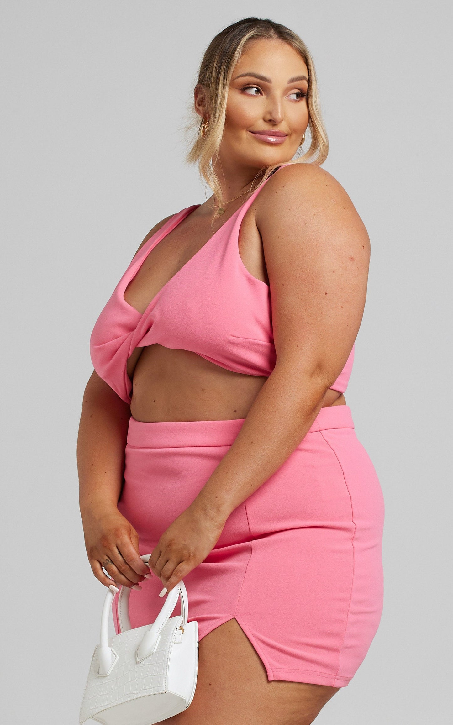 Jett Twist Detail Mini Two Piece in Bubblegum Pink
