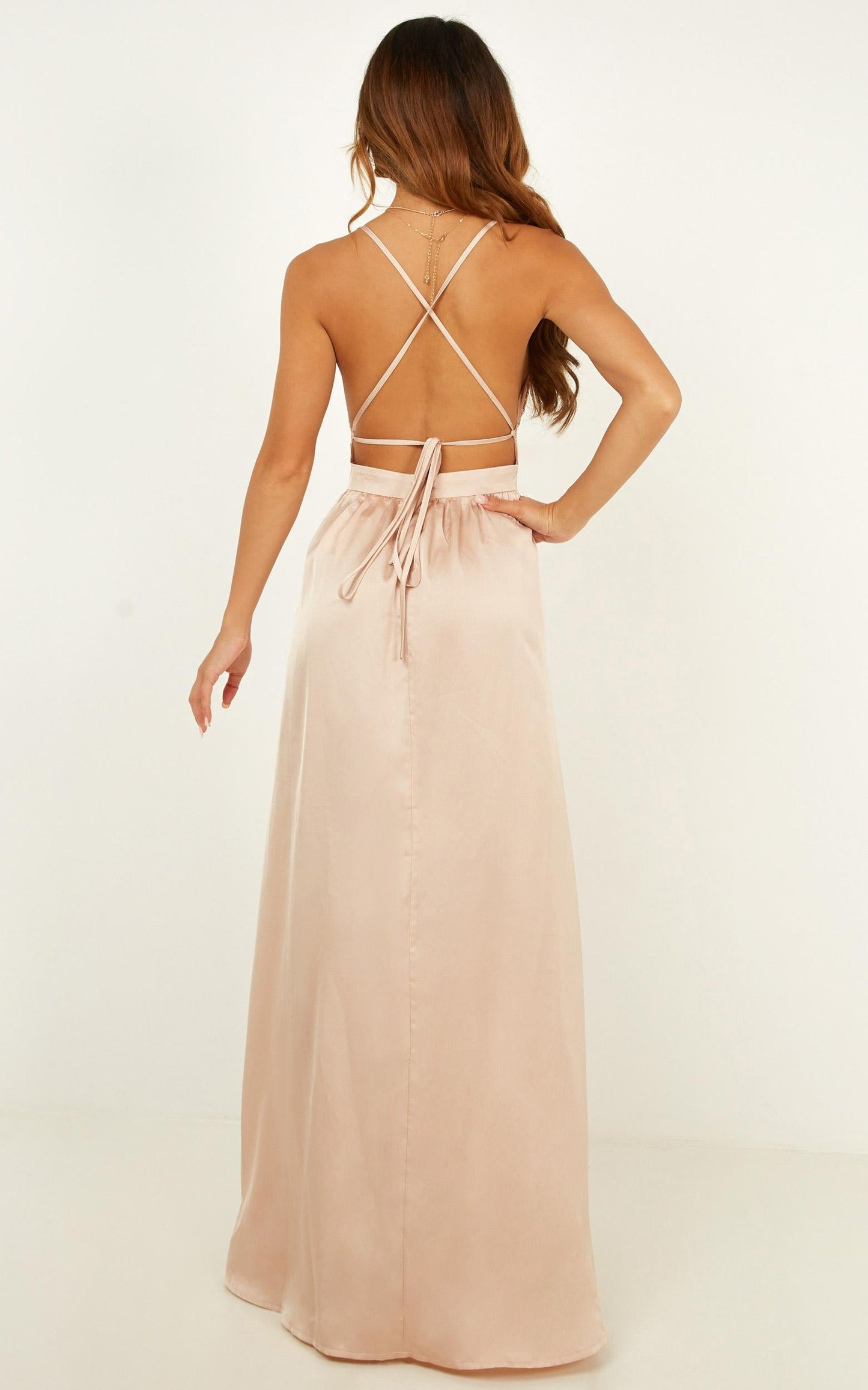 Looking Smart Maxi Dress In Rose Gold Sequin