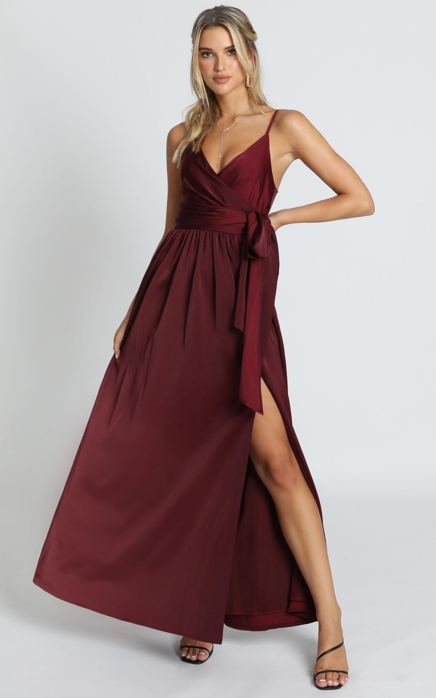 Revolve Around Me Dress in Wine