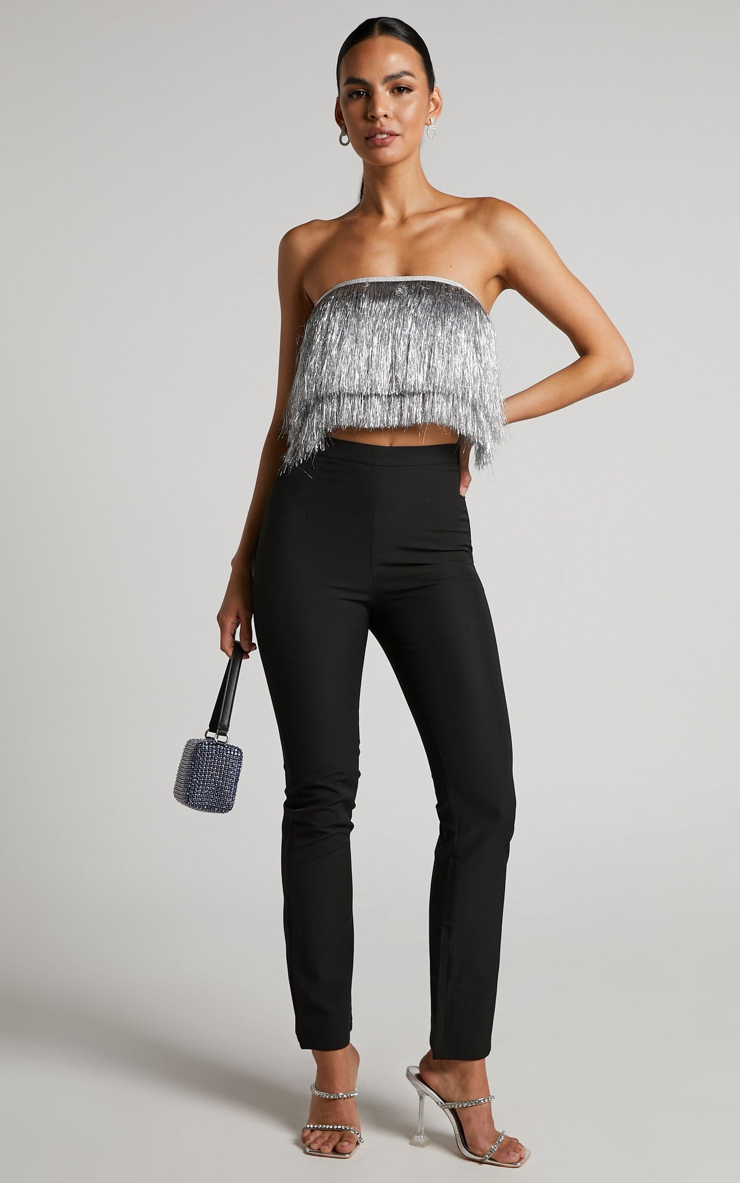 Andriya Pants - High Waisted Fitted Kick Flare Pants in Black