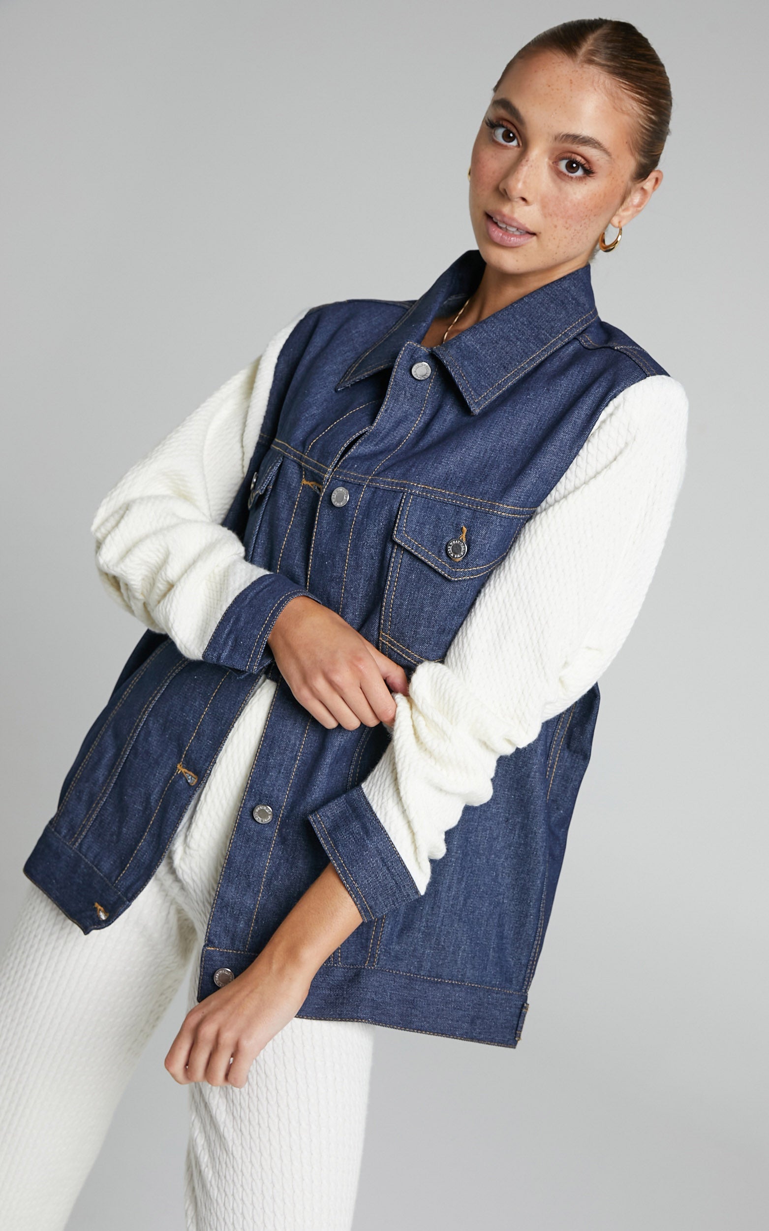 Danielle Bernstein - Oversized Cable Jacket in Rinse/Cream