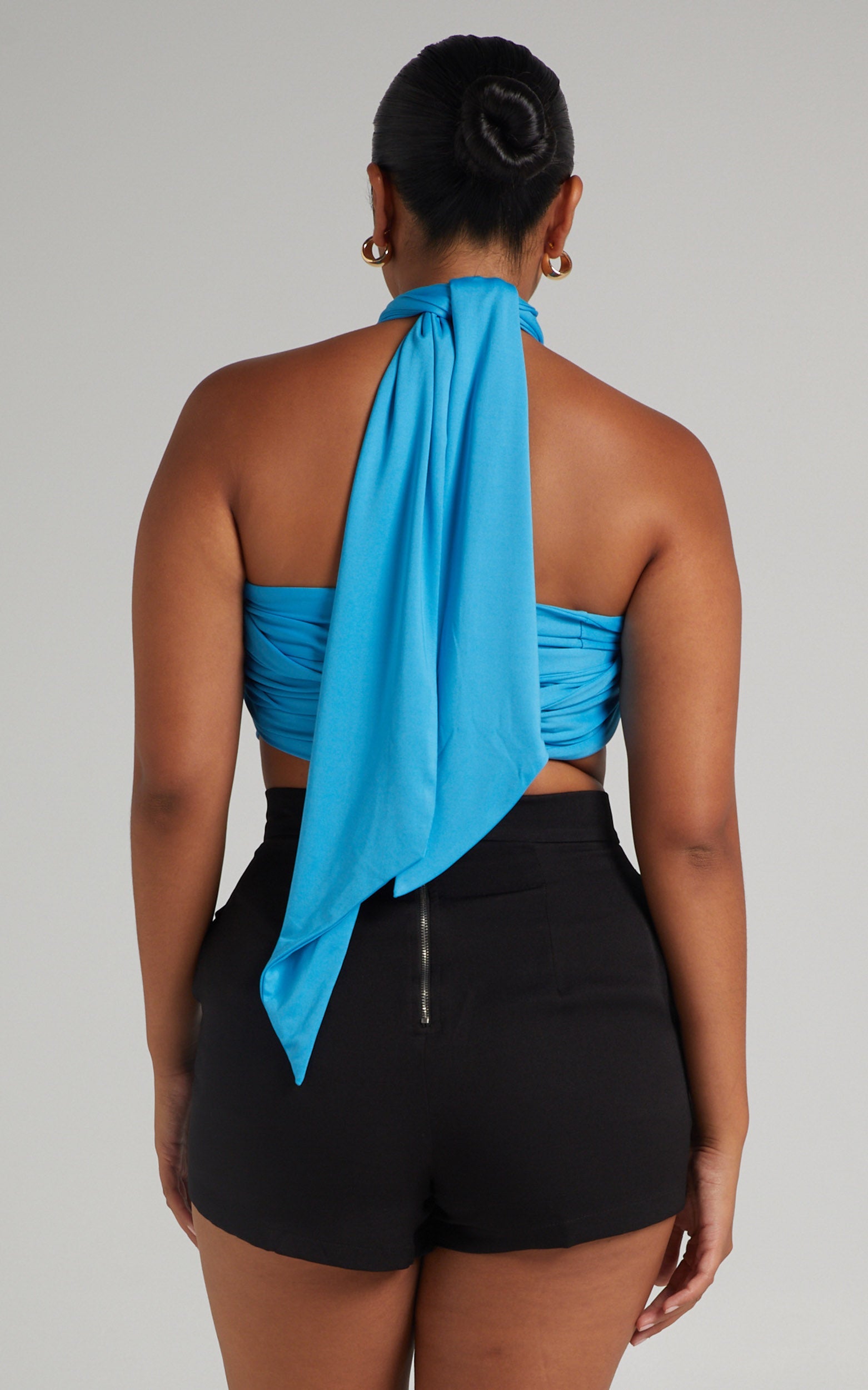 Lilah Multi Tie Crop Top in Blue