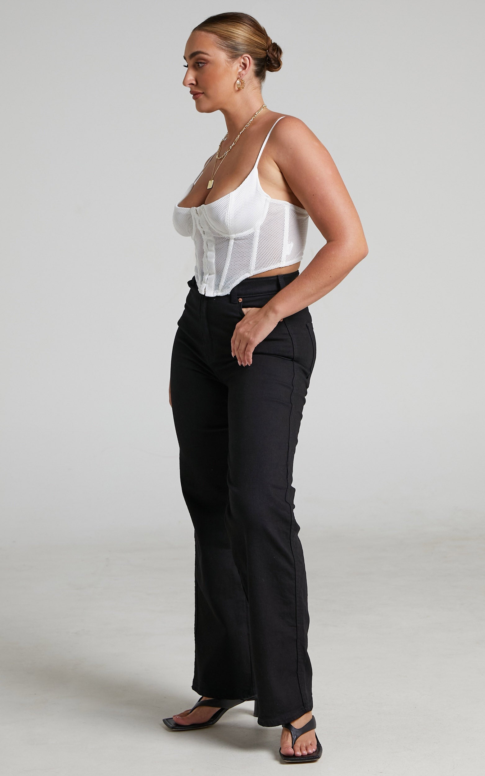 Shieha Mesh Underwired Corset Bustier in White