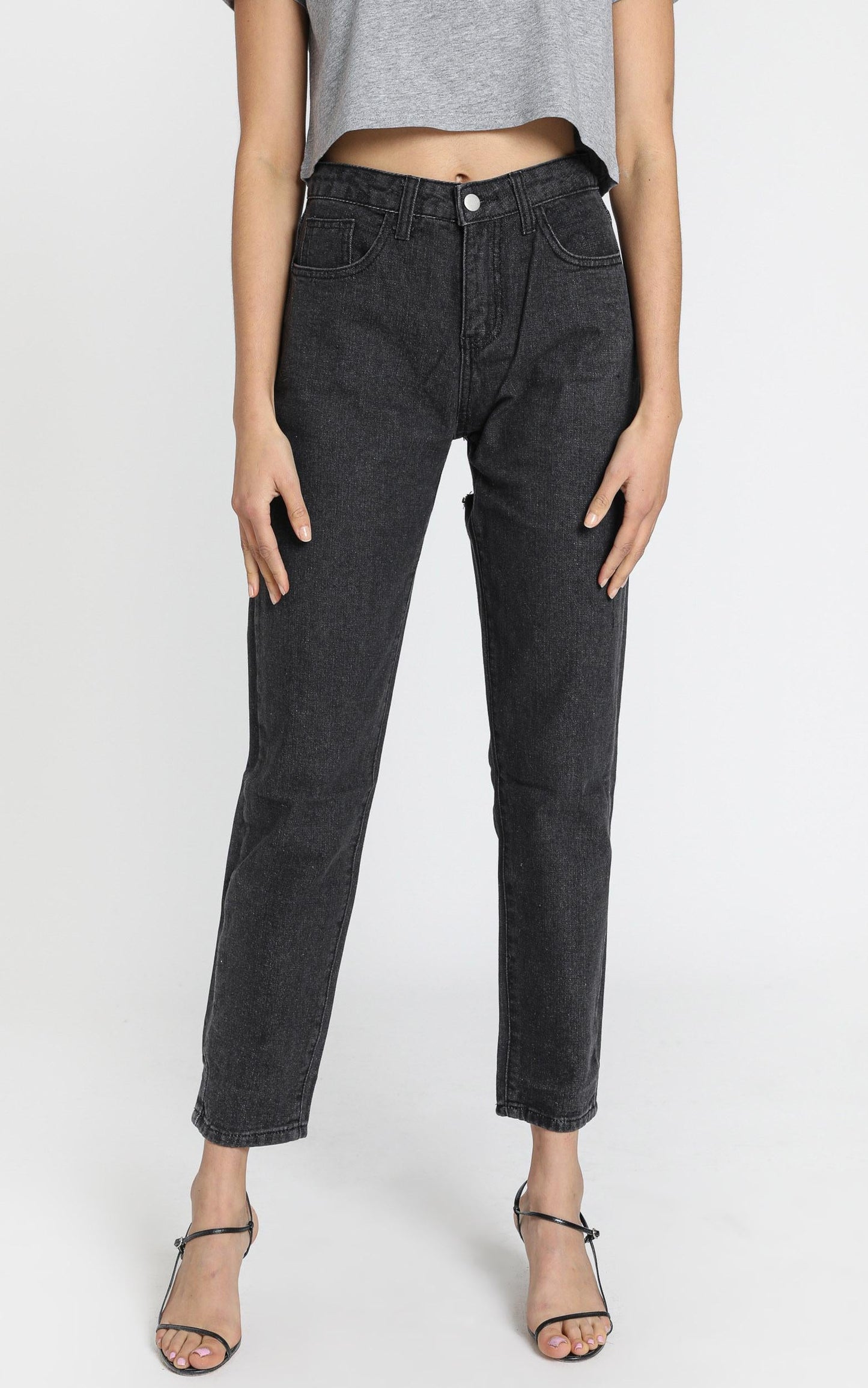Back It Up Mom Jeans in Charcoal