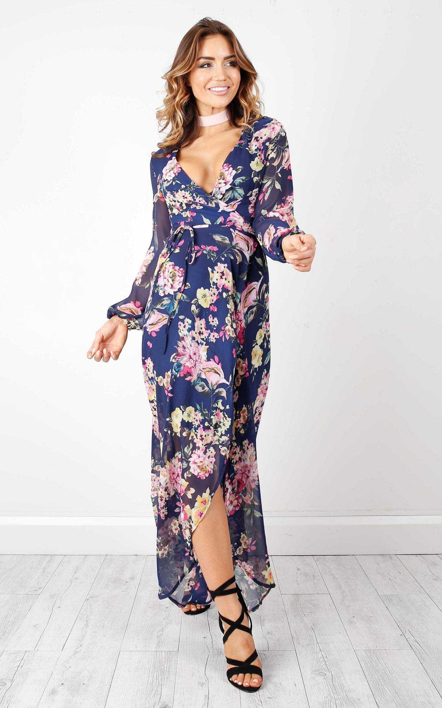Autumn Falls Maxi Dress in Navy Floral