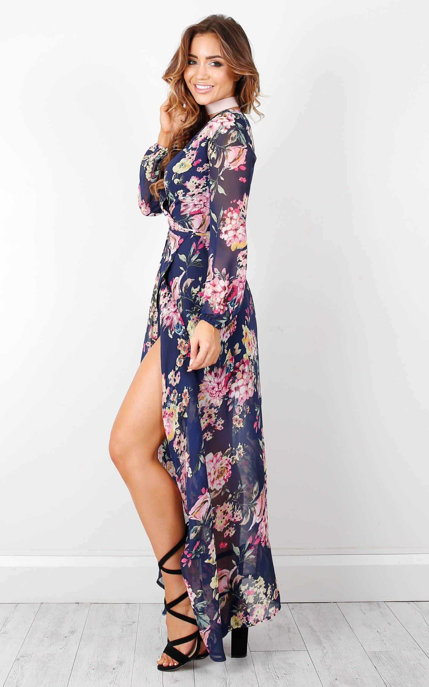 Autumn Falls Maxi Dress in Navy Floral