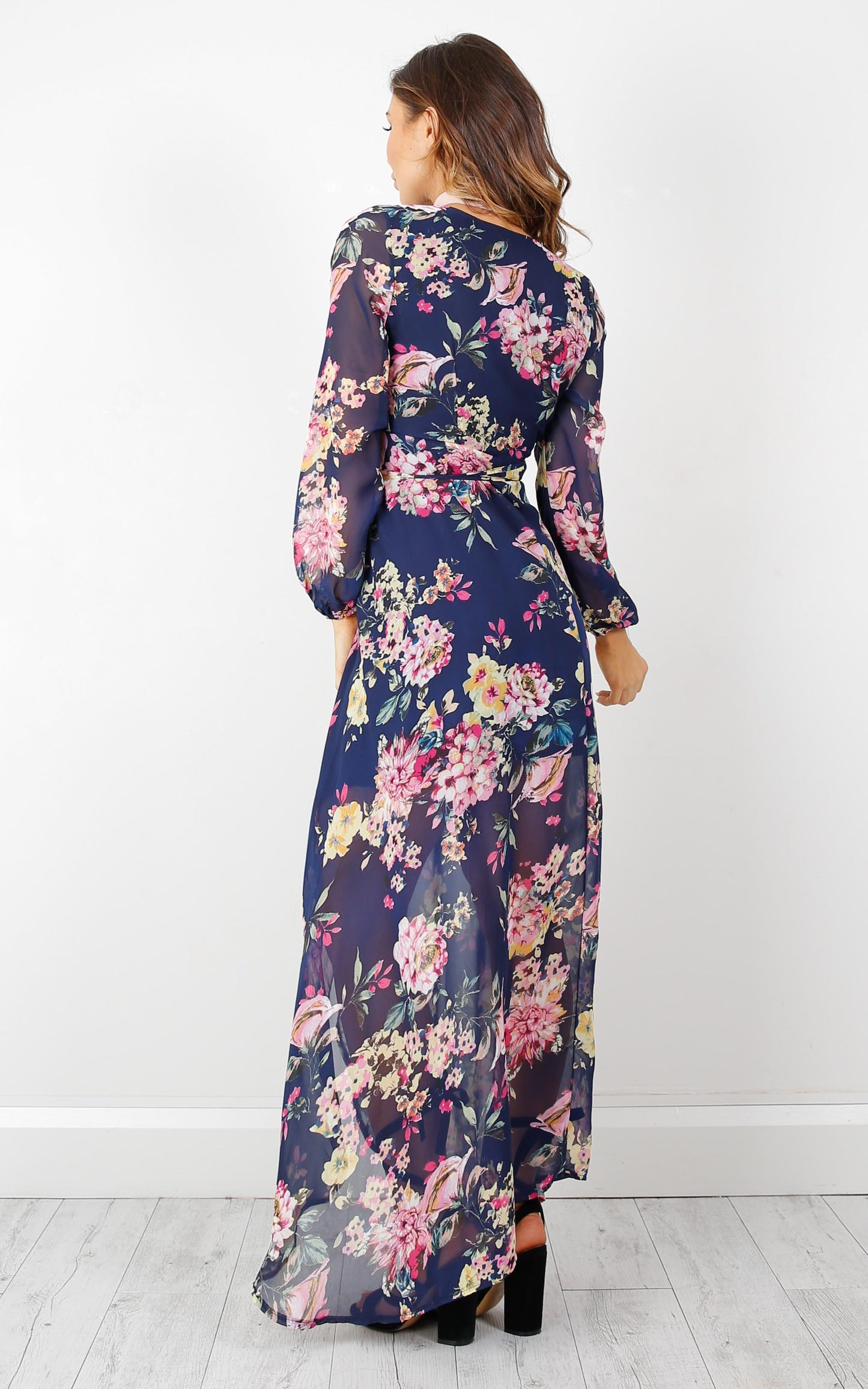 Autumn Falls Maxi Dress in Navy Floral