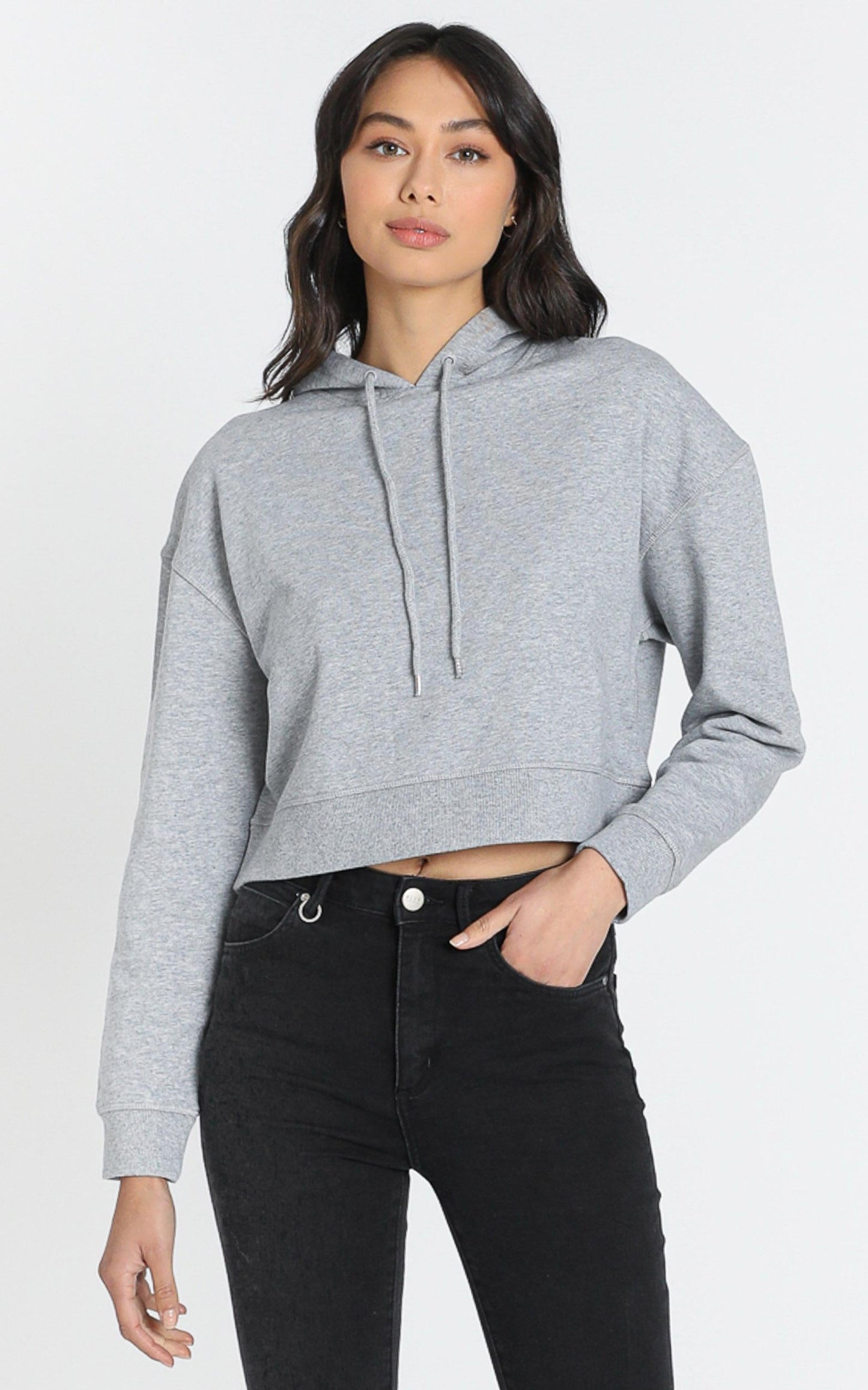AS Colour - Crop Hood in Grey Marle
