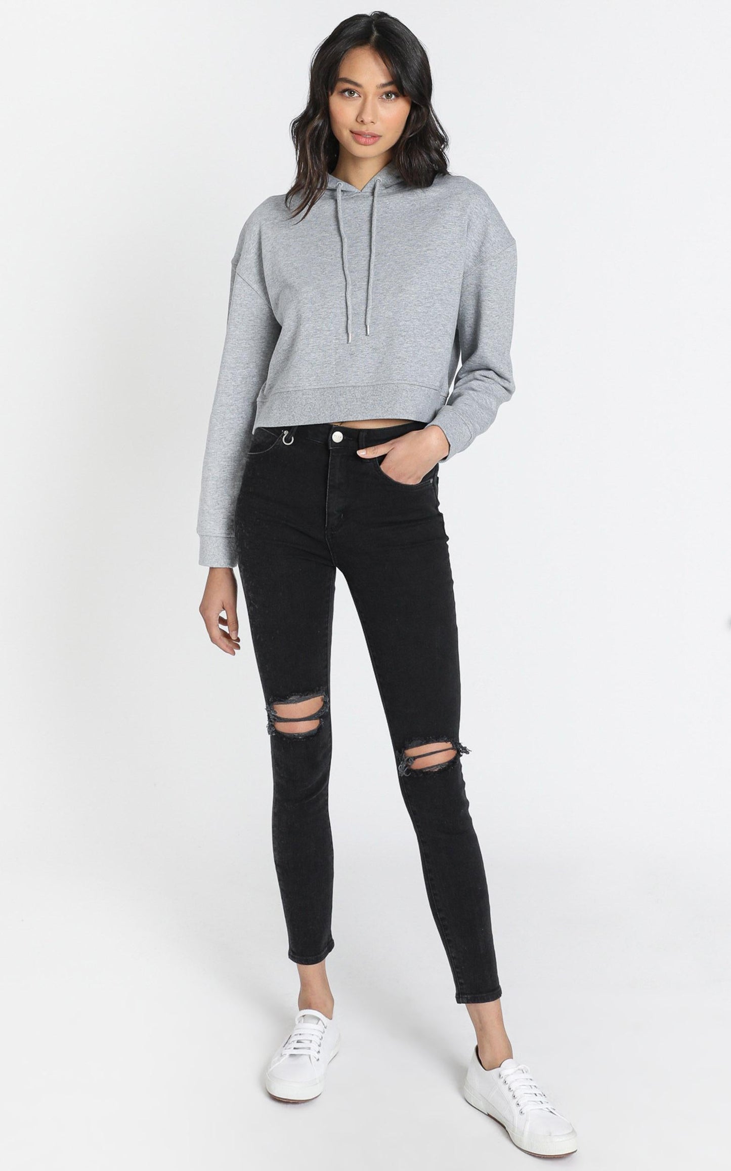 AS Colour - Crop Hood in Grey Marle