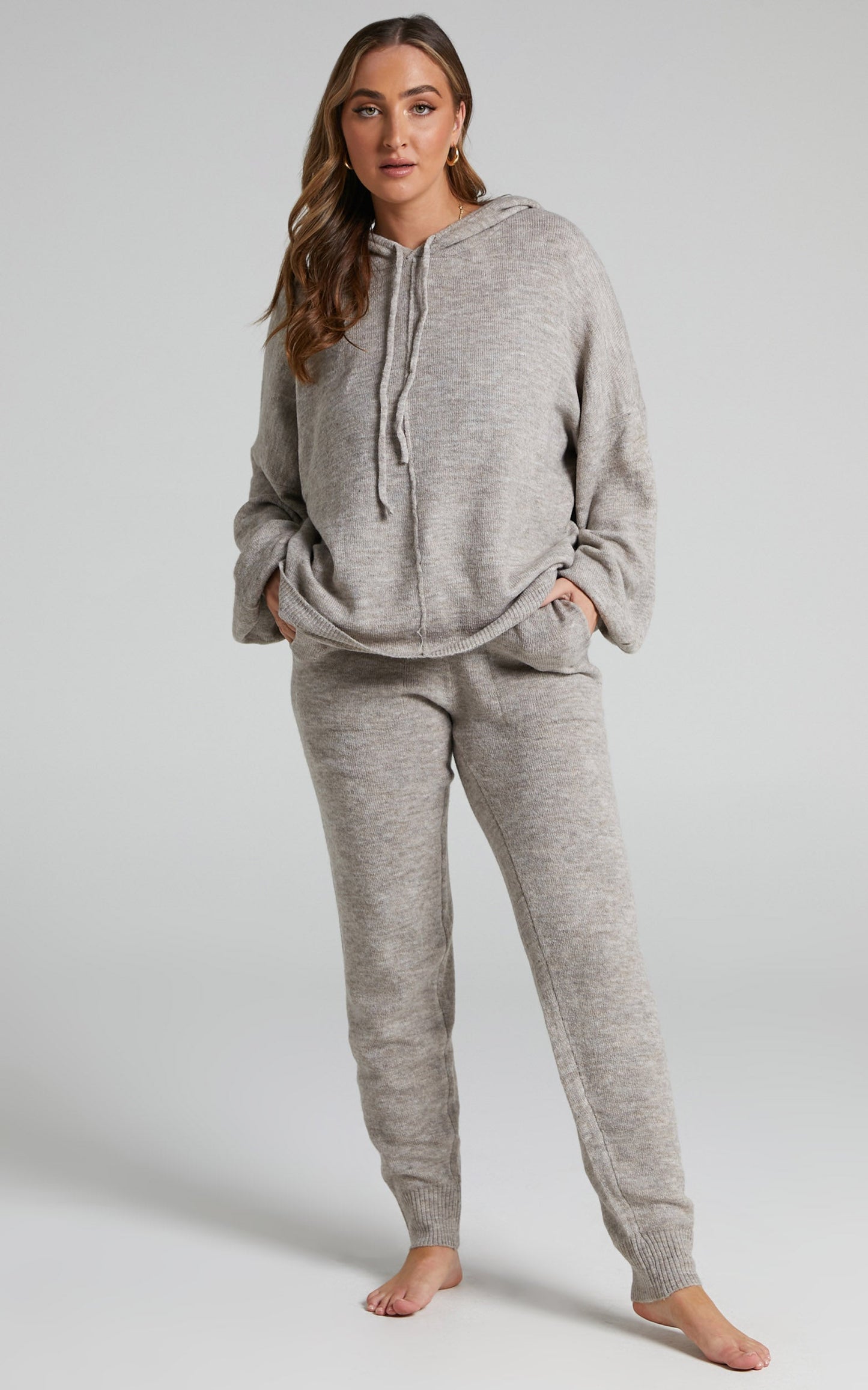 Araceli Two Piece Set - Knitted Lounge Set in Dark Grey