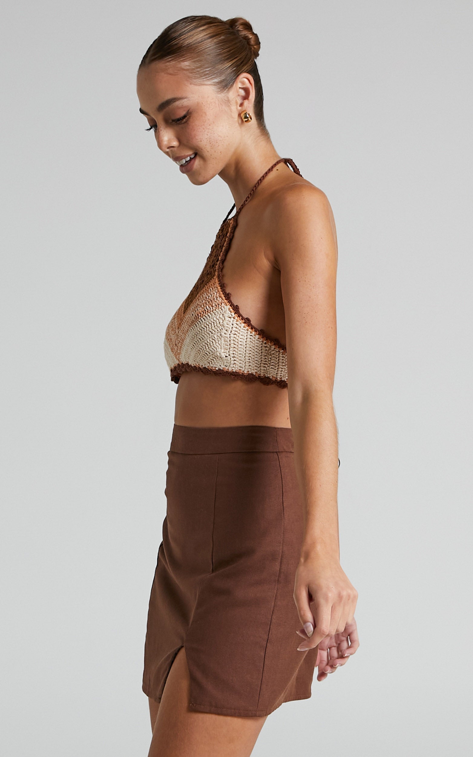 Veera Top - Crochet Halter Crop Top in Off White