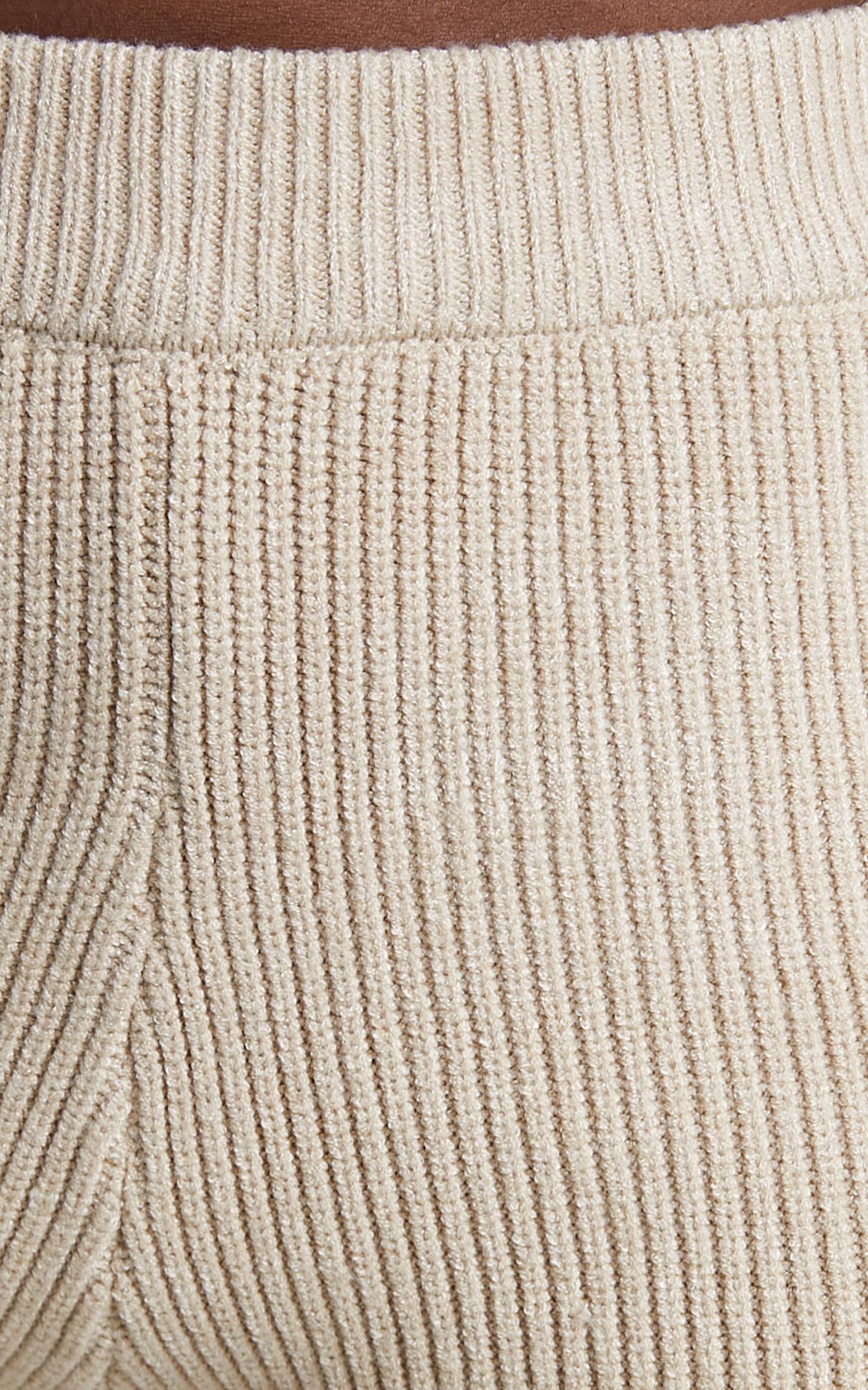 Assunda Ribbed Knit Crop Top and Short Two Piece Set in Sand