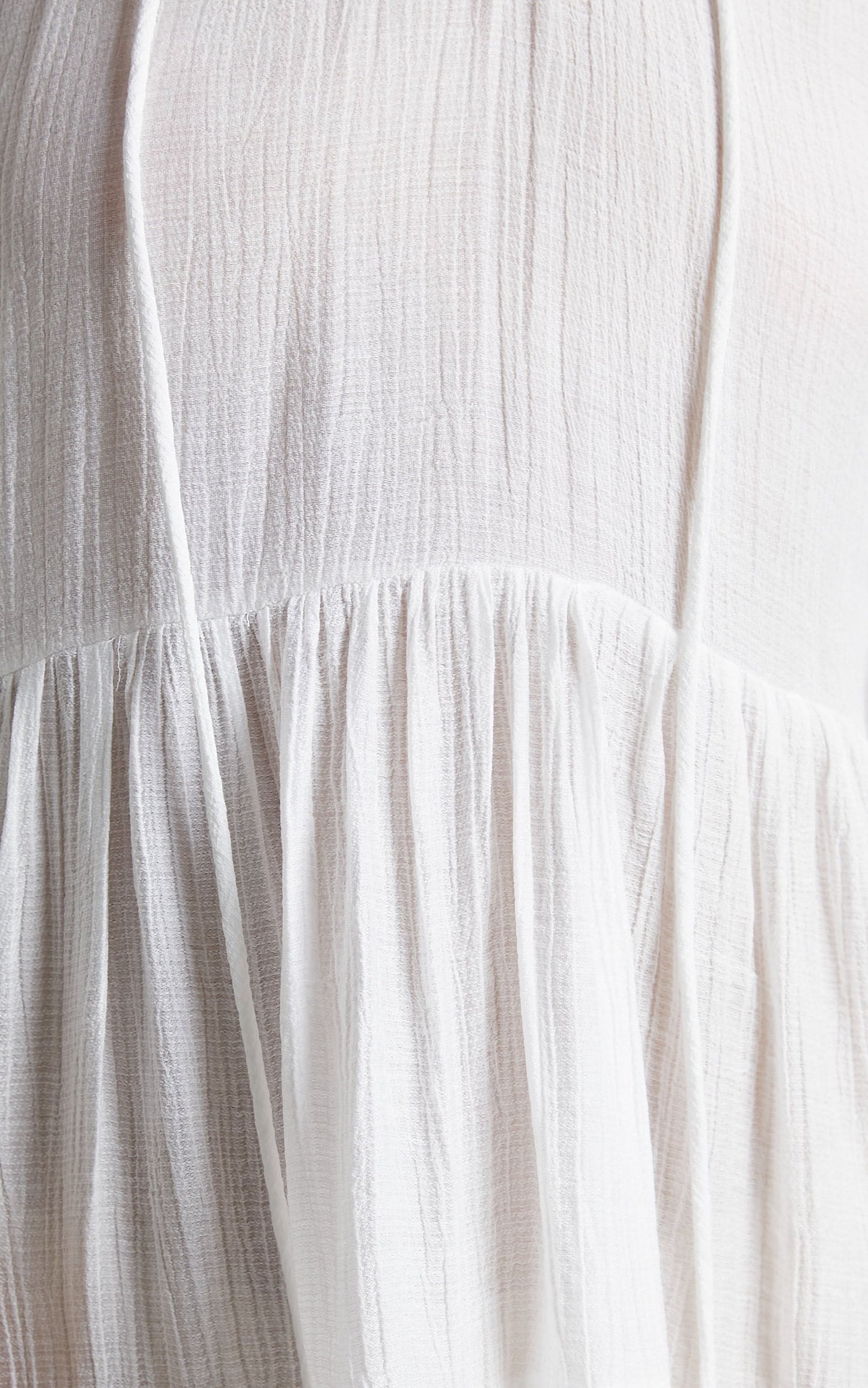 Abrera Mini Linen Blend Dress - V Neck Long Sleeve Tiered Dress in White