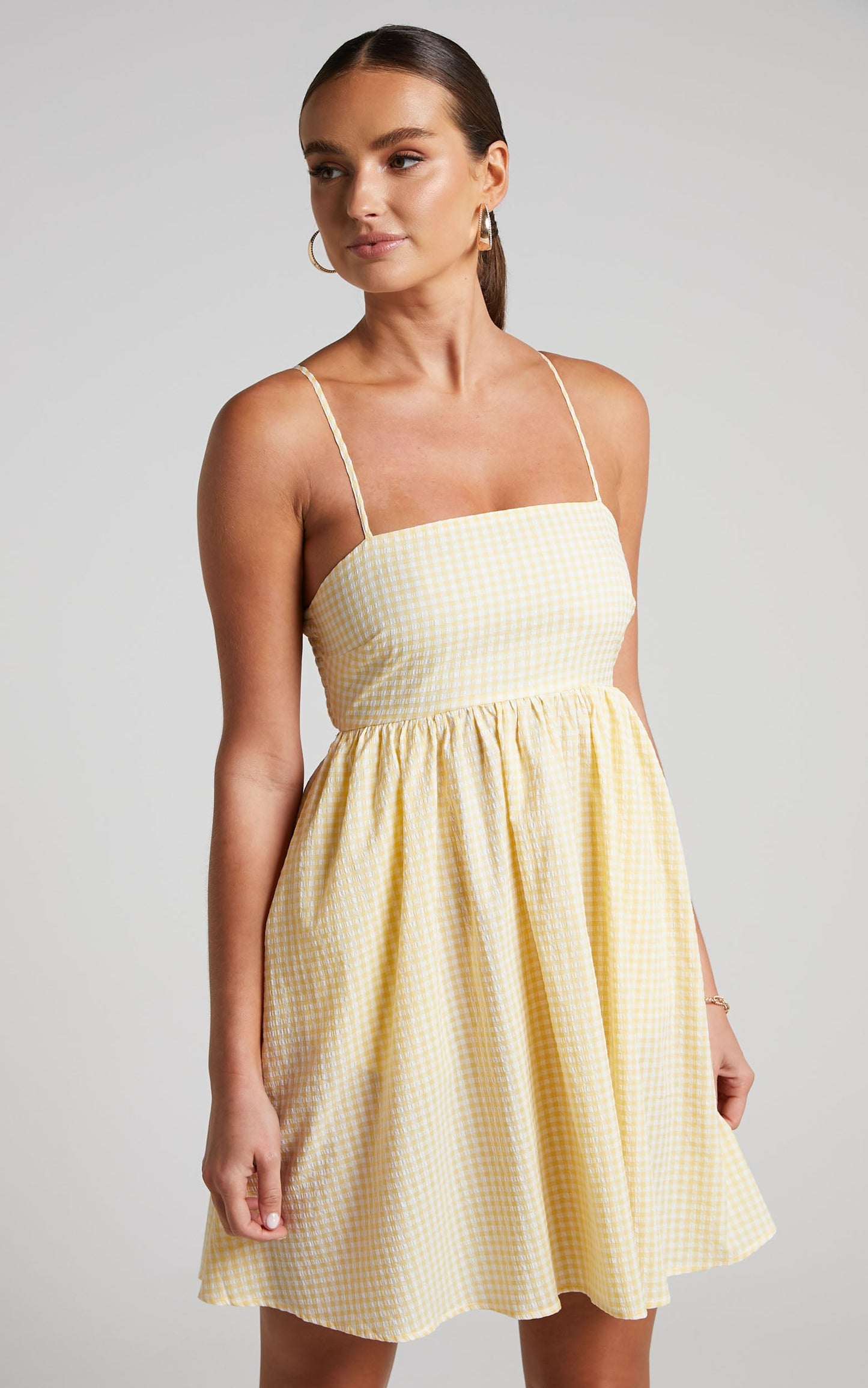 Augusta Mini Dress - Shirred Back Babydoll Dress in Butter Yellow