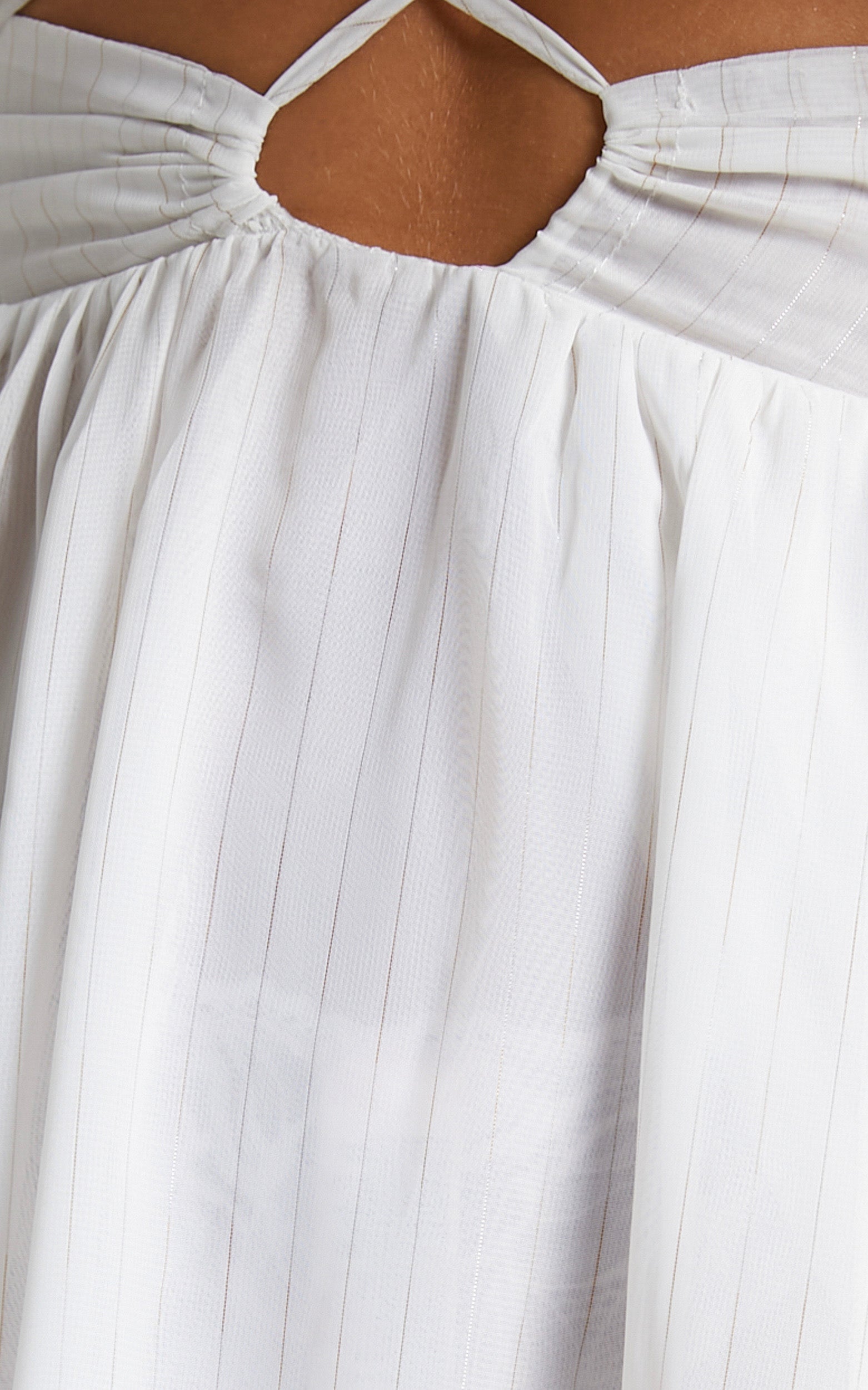 Chaimbers Midi Dress - Twist Halter Neck Dress in White