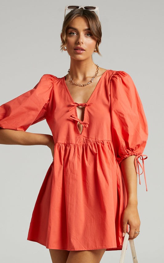 Claudeth Mini Dress in Oxy Fire